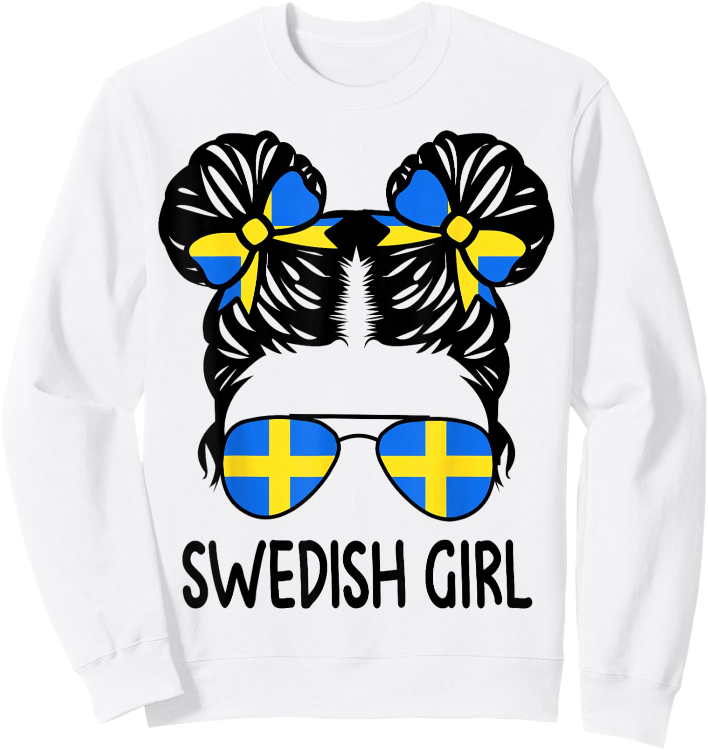 Swedish Girl Messy Hair Sweden Pride Patriotic Kids Sweatshirt - Sweatshirt | White