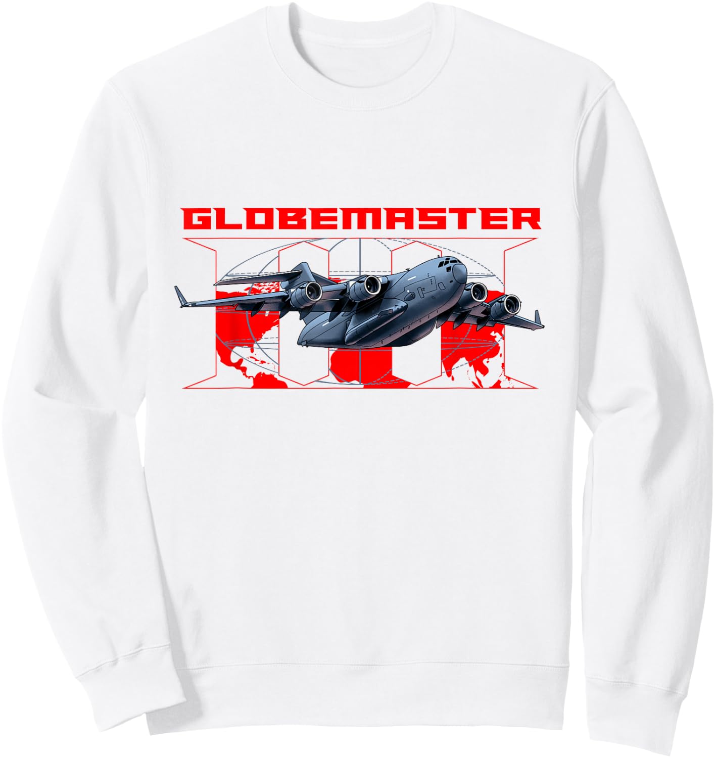 Globemaster III Military Cargo Airplane Sweatshirt - Sweatshirt | White