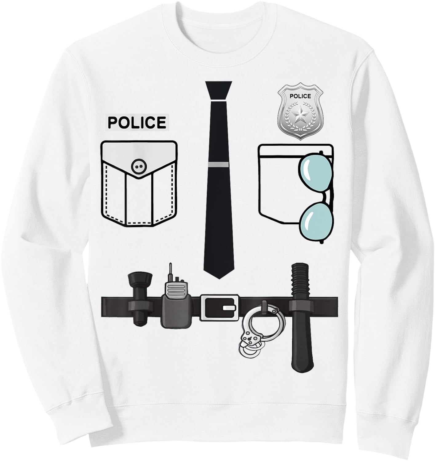Police Uniform Costume Halloween Policeman Kids Toddler Boys Sweatshirt - Sweatshirt | White