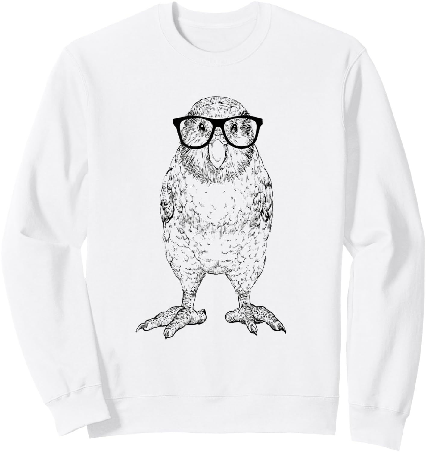 Hipster Kakapo in Nerd Glasses Bird Animal Sweatshirt - Sweatshirt | White