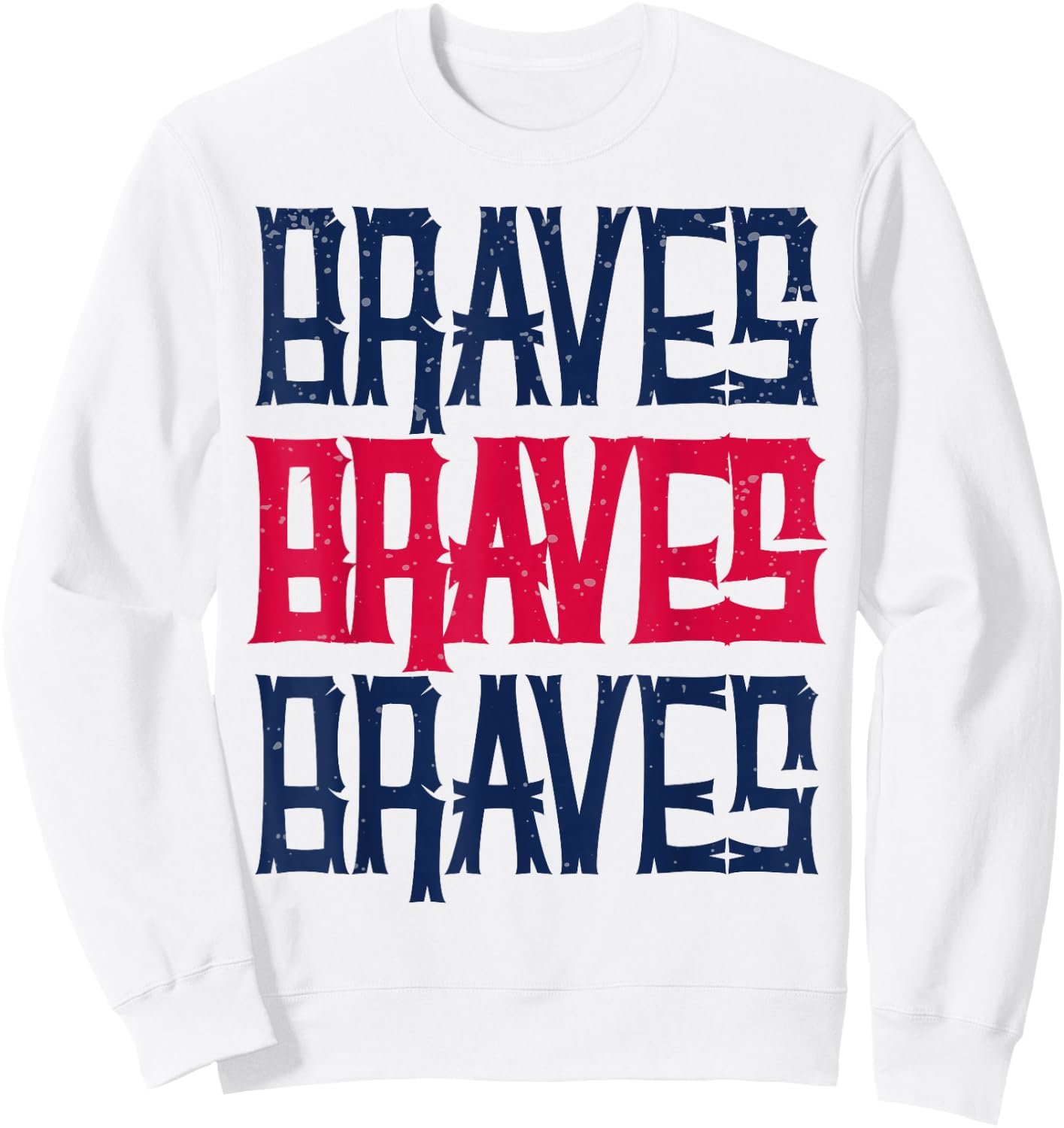 Vintage Braves Retro Three Stripe Weathered Shirt Sweatshirt - Sweatshirt | White