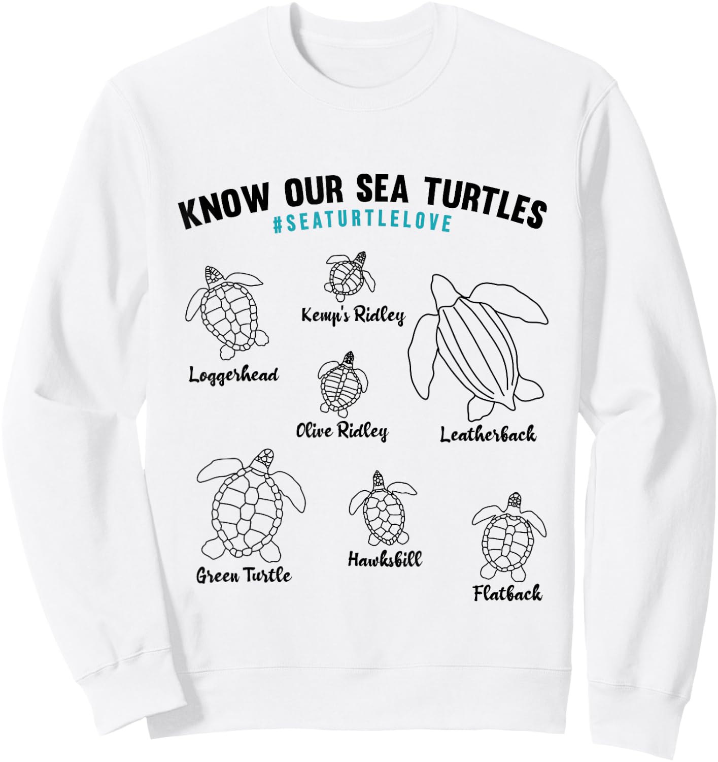 Know Our Sea Turtles - Sea Turtle Species for Sea Turtle Sweatshirt - Sweatshirt | White