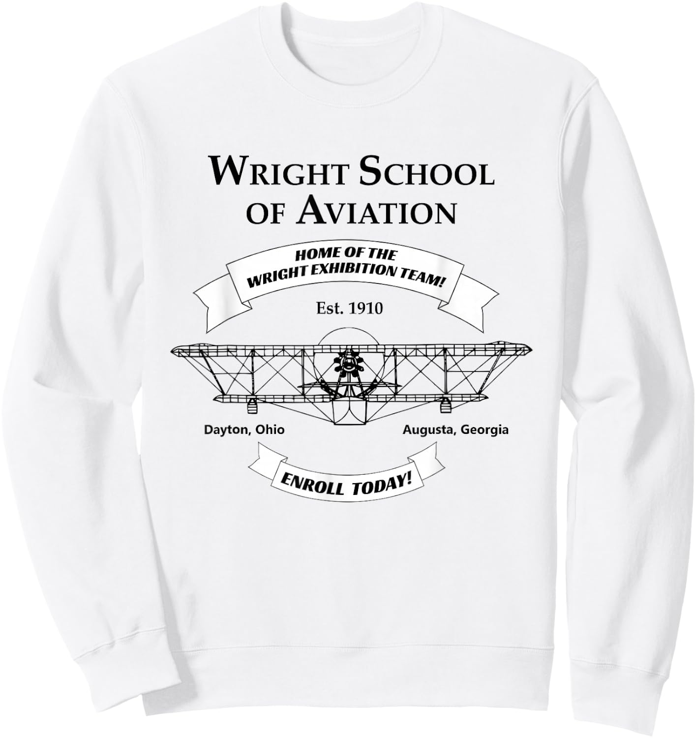 Wright Brothers Bros. First Airplane Aviation Pilot Sweatshirt - Sweatshirt | White
