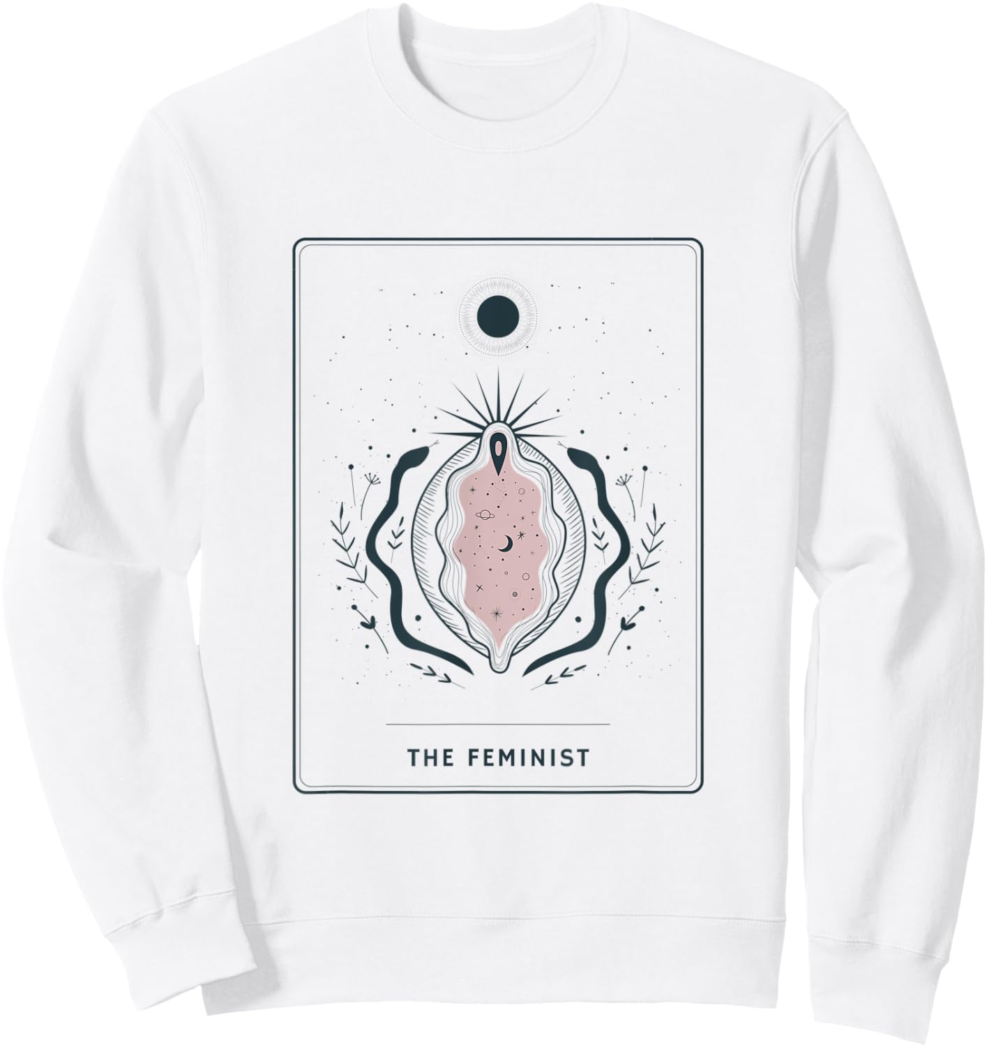 The Feminist Tarot Card - Celestial Moon and Snakes - Pagan Sweatshirt - Sweatshirt | White