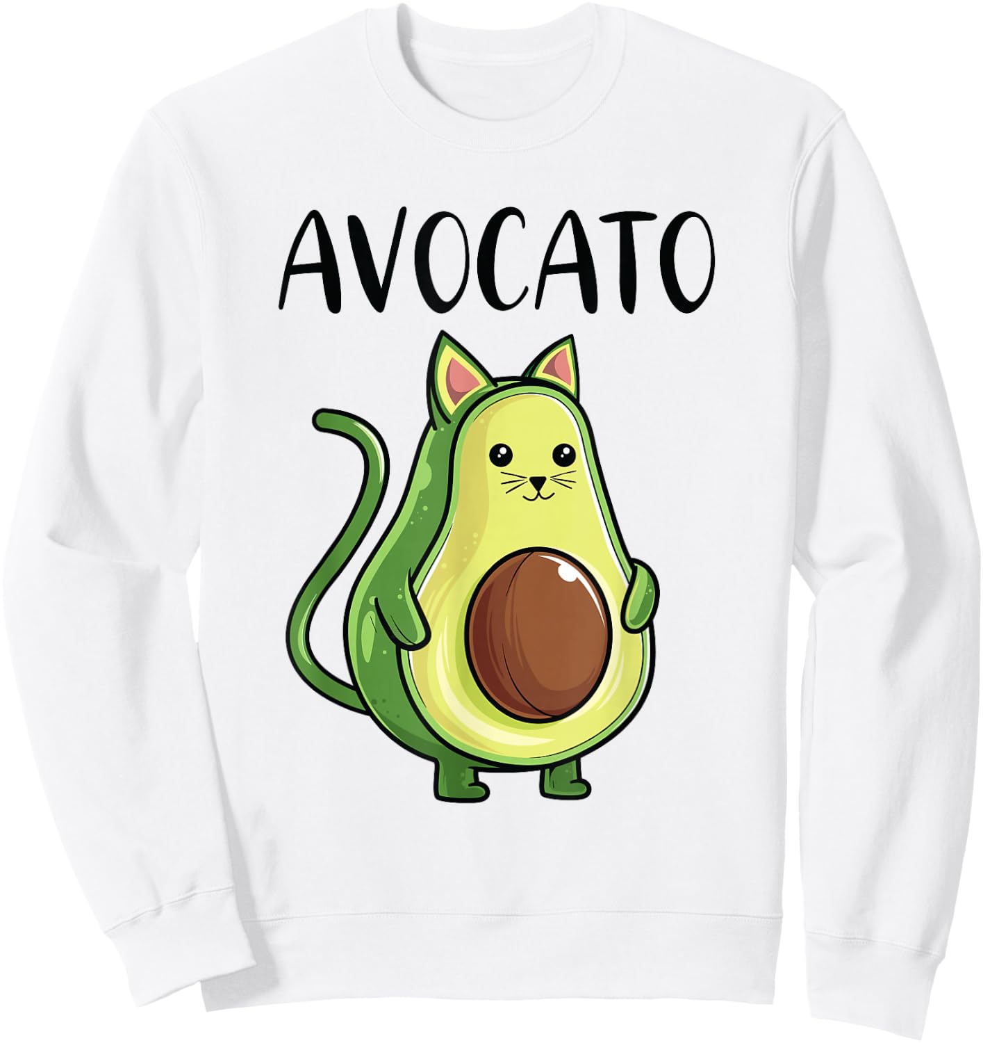 Avocado Cat Women Men Vegetarian Vegan Cat Avocato Sweatshirt - Sweatshirt | White