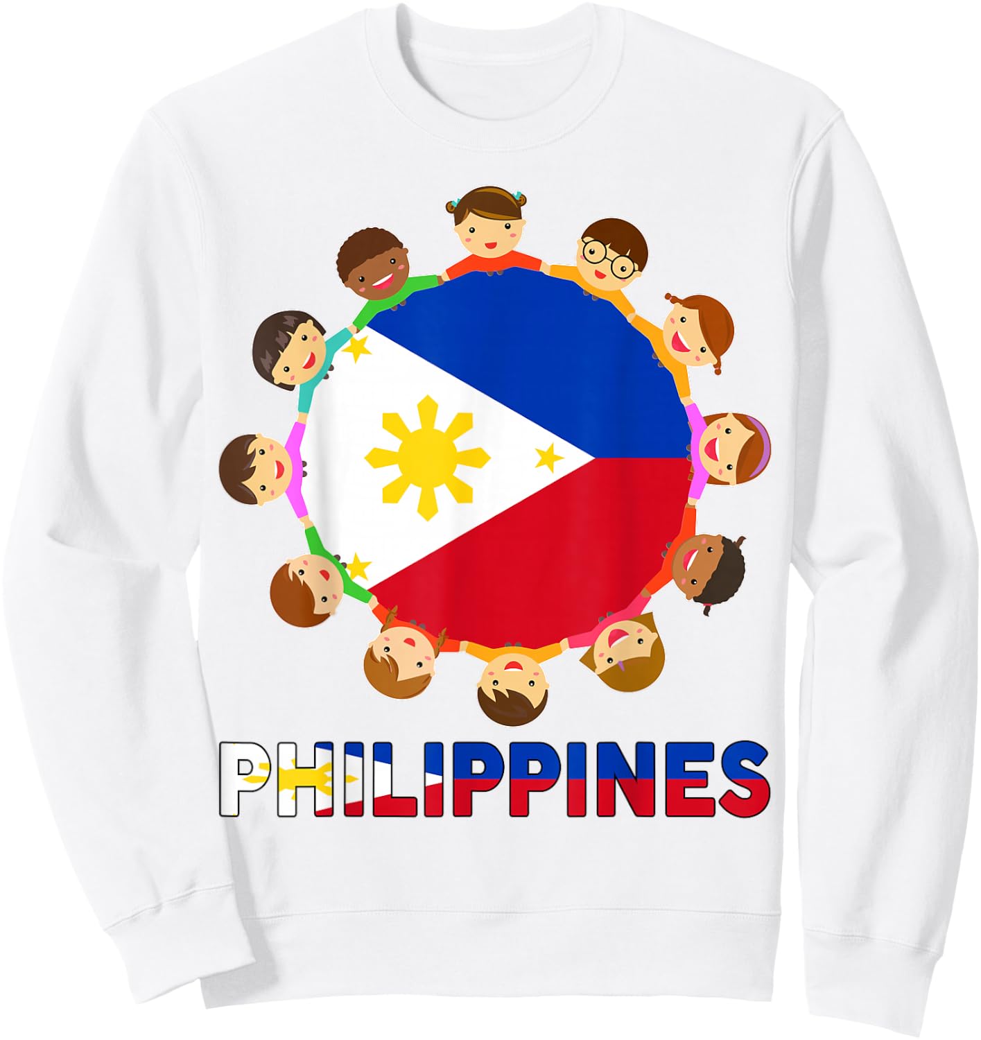 Toddler Filipino Filipina Girl Kid Men Philippine Flag Sweatshirt - Sweatshirt | White