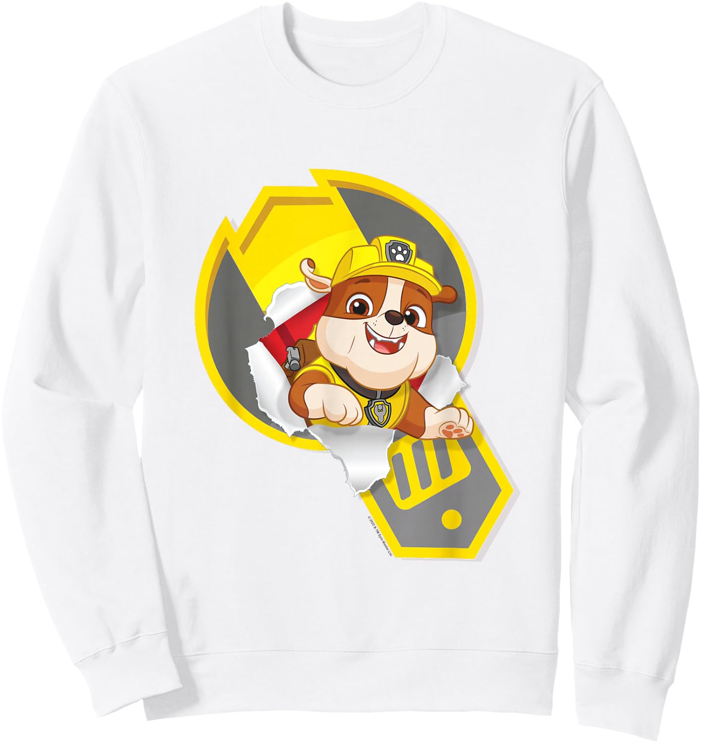 Paw Patrol Rubble Torn Badge Sweatshirt - Sweatshirt | White
