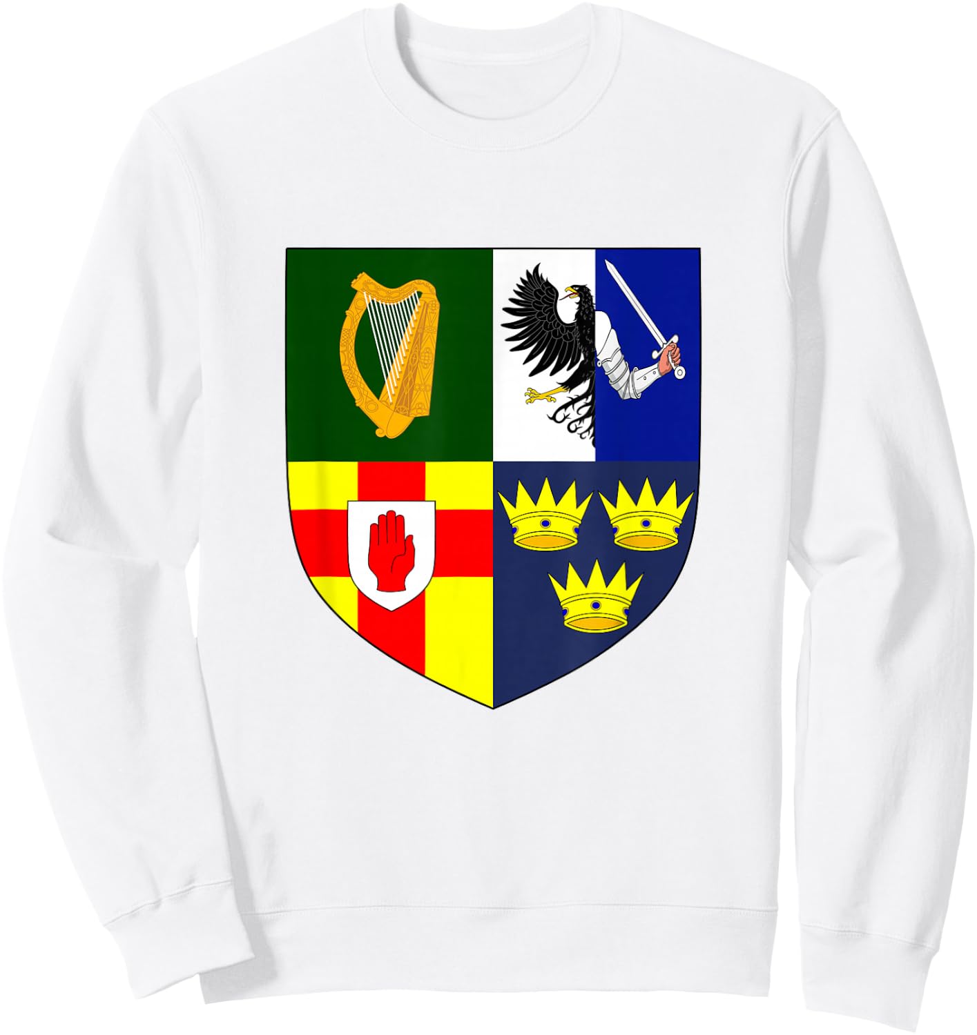 Ireland Provinces Coat of Arms Irish Emblem Sweatshirt - Sweatshirt | White
