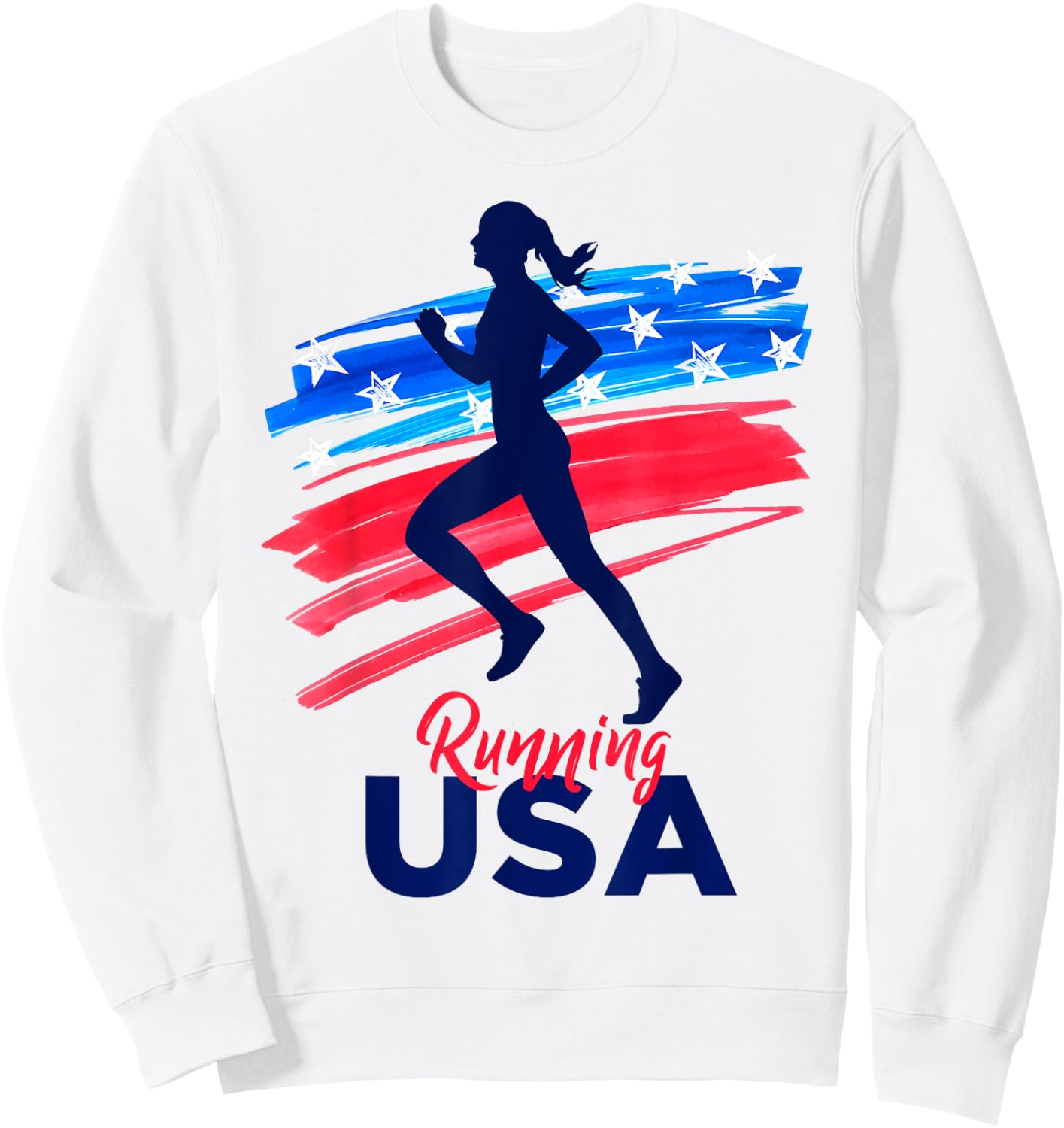Running USA Support the Team Shirt USA Flag Jogging Sweatshirt - Sweatshirt | White