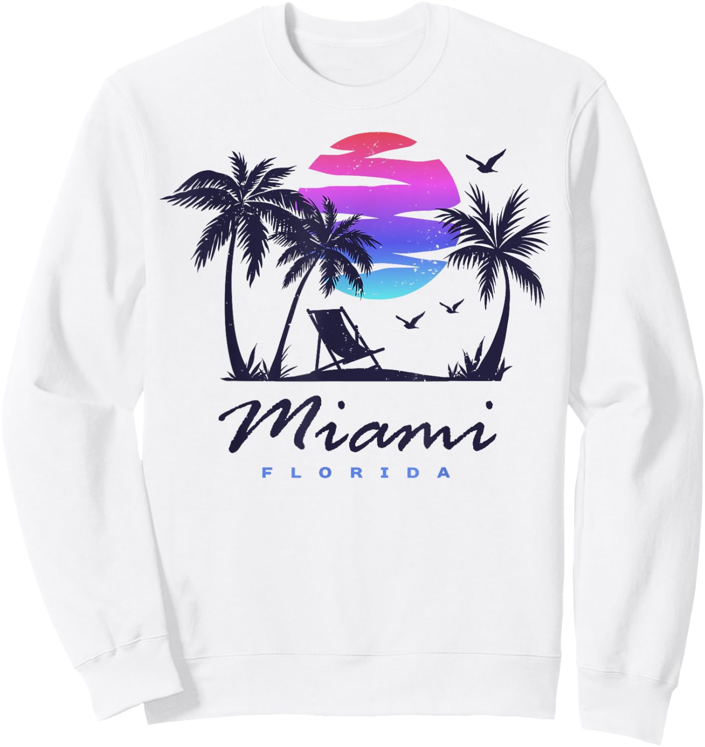 MIAMI Florida Beach Vacation Spring Break Honeymoon Vintage Men Women Kids Sweatshirt - Sweatshirt | White