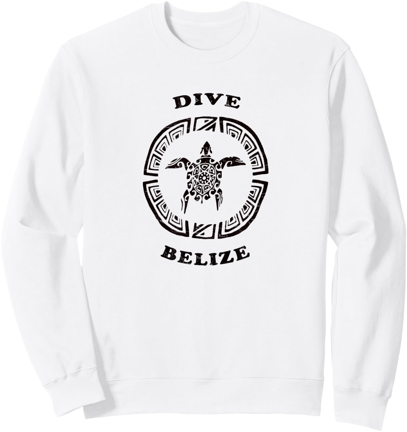 Dive Belize Vintage Tribal Turtle Gift Sweatshirt - Sweatshirt | White