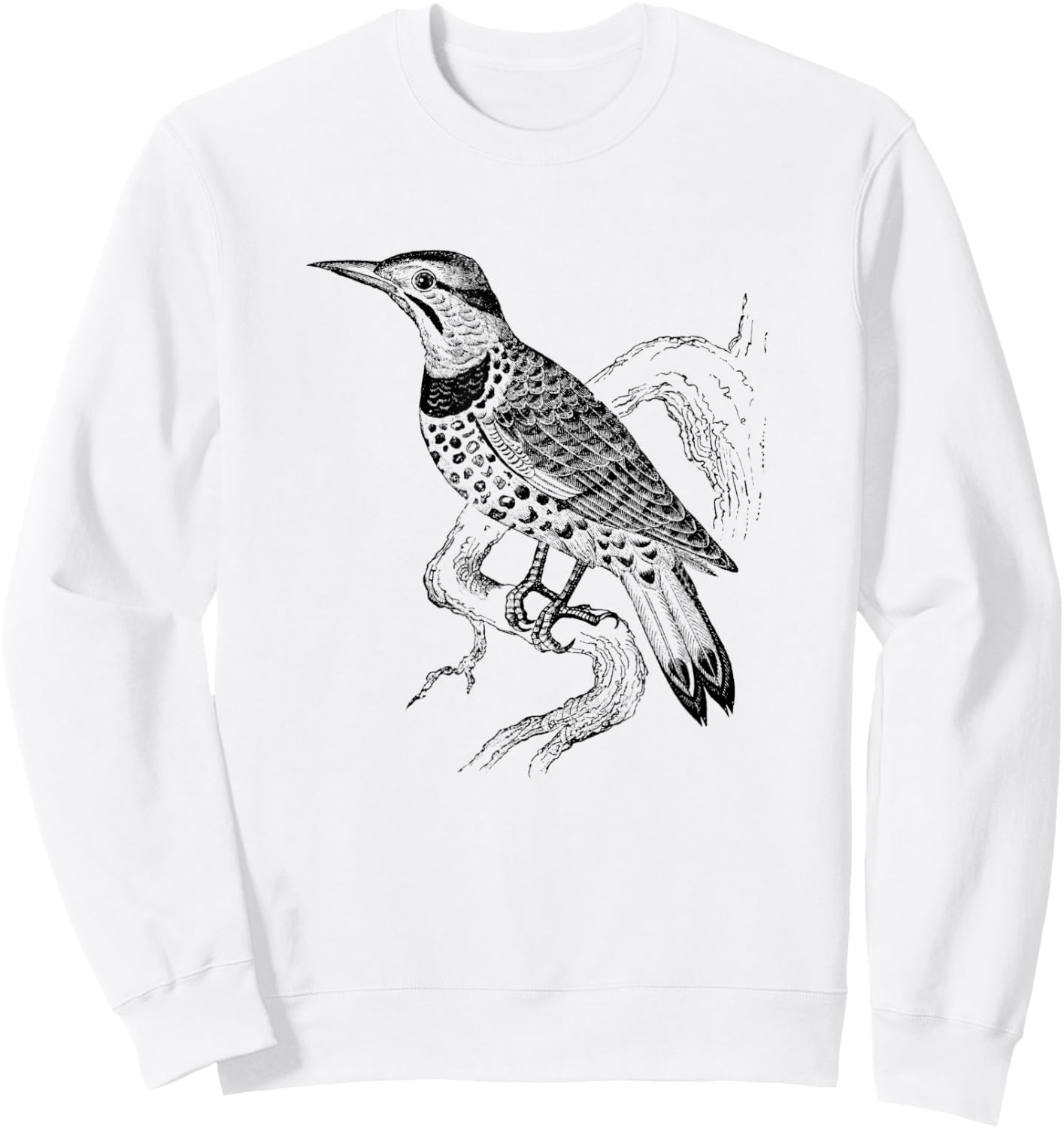 Northern Flicker Bird Print Sweatshirt - Sweatshirt | White