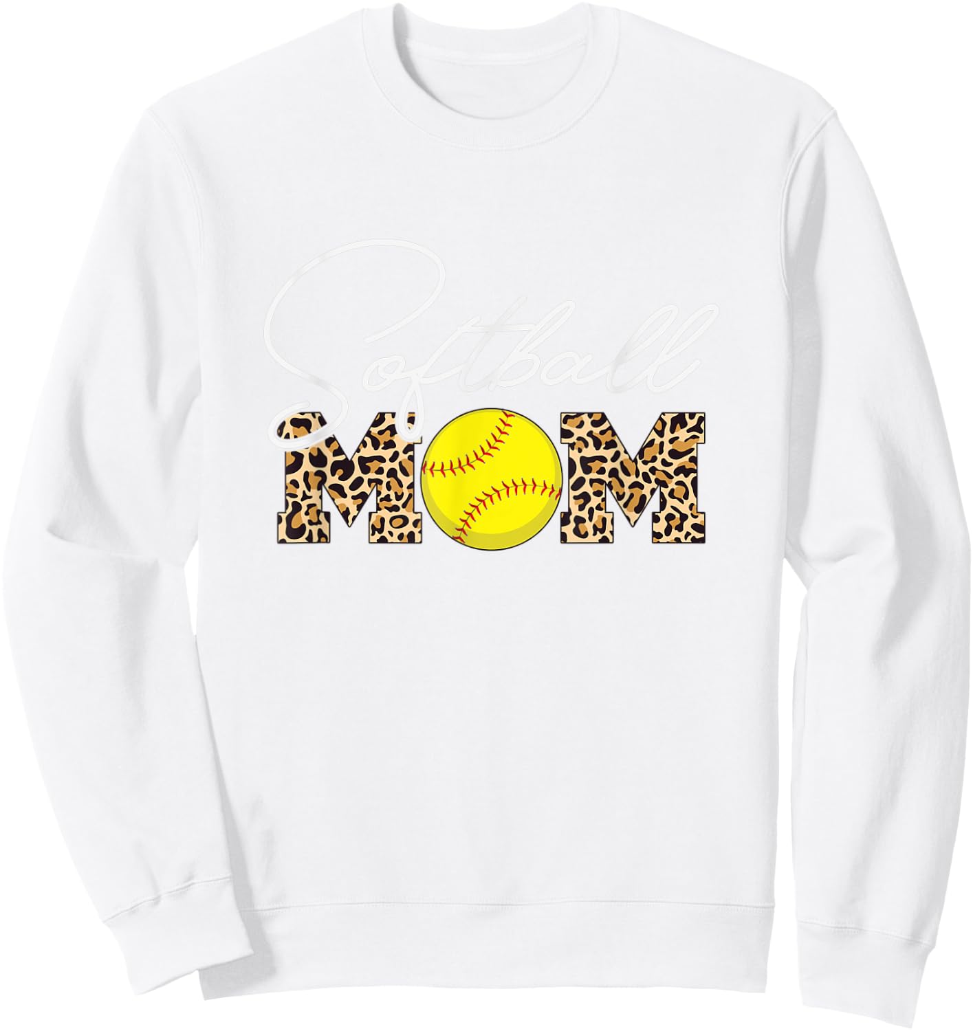 Softball Mom - Leopard Print - Light Blue Sweatshirt - Sweatshirt | White