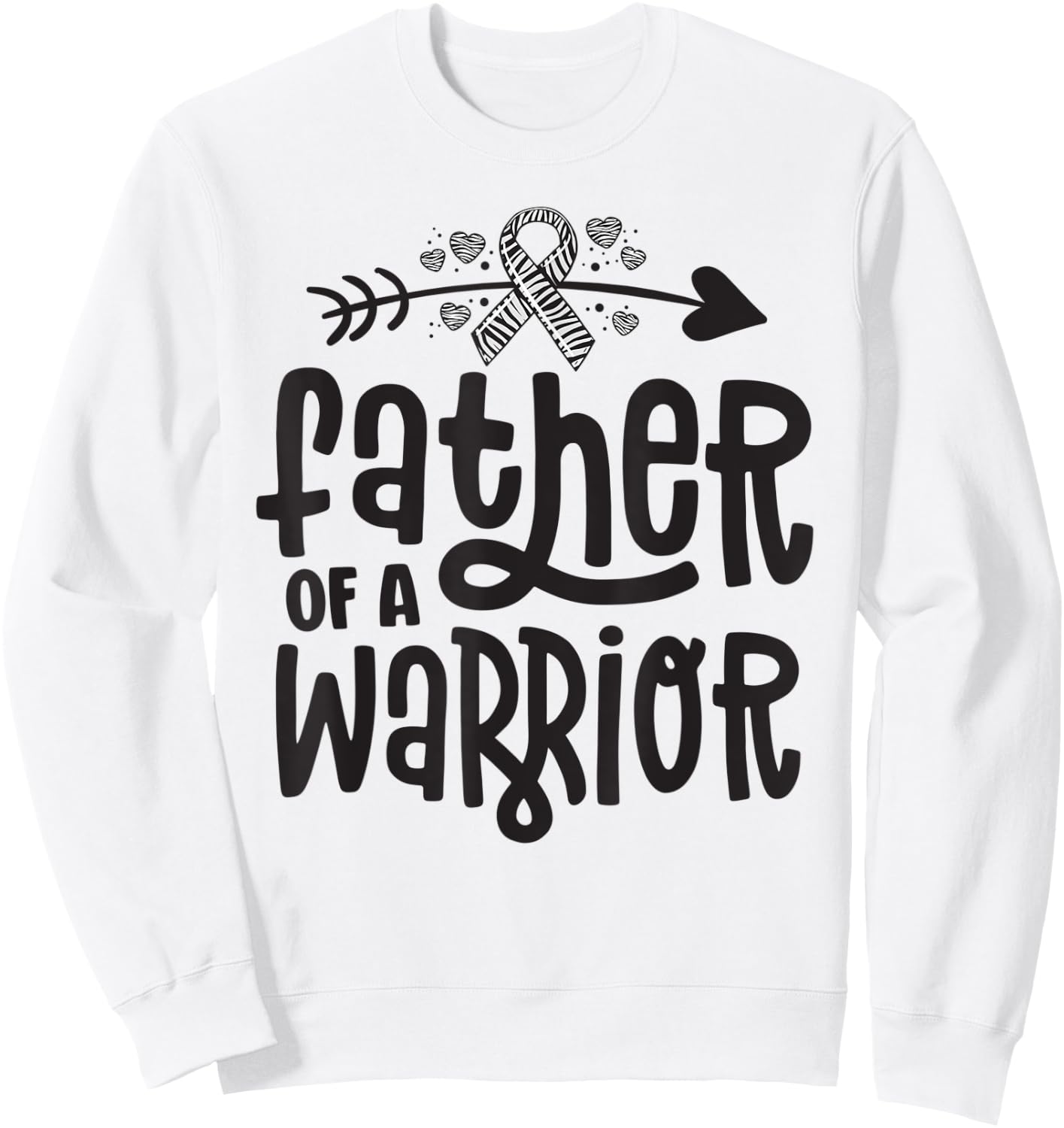 Father Of A Rare Disease Warrior Awareness Zebra Ribbon EDS Sweatshirt - Sweatshirt | White