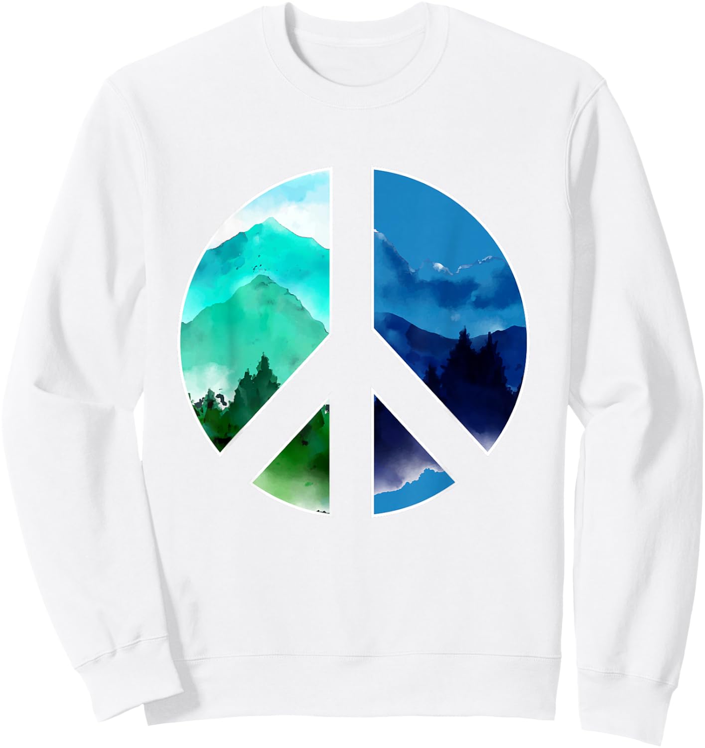 Outdoor Mountains Wildlife Peace Sign Nature Sweatshirt - Sweatshirt | White
