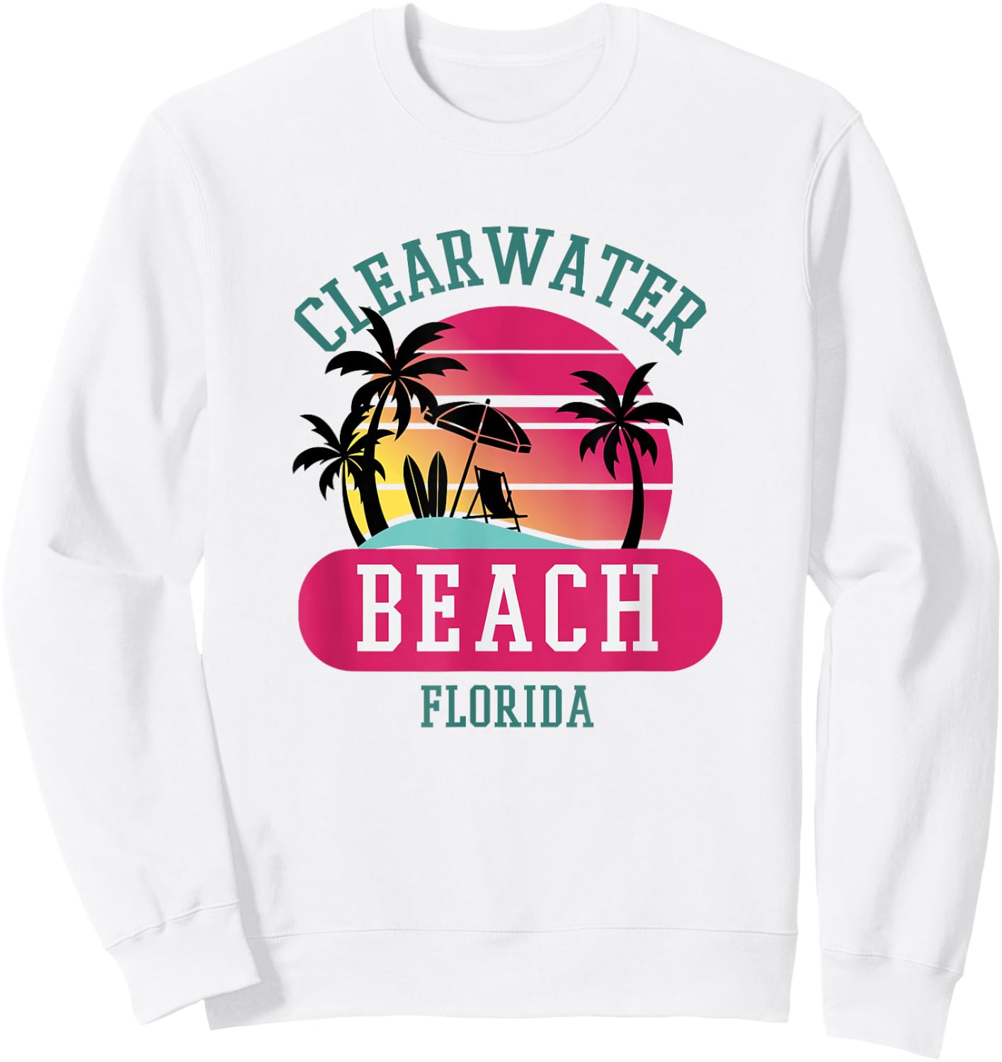 Retro Cool Clearwater Beach Original Florida Beaches Novelty Sweatshirt - Sweatshirt | White