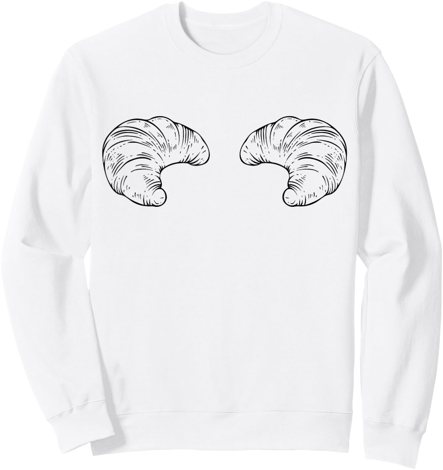 Cute Croissant Boobs Funny Bakery Breast Boobies Titties Sweatshirt - Sweatshirt | White