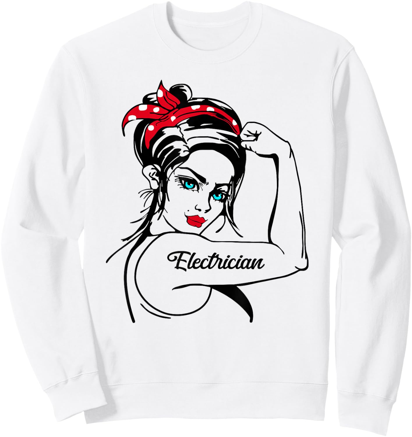 Female Electrician Rosie The Riveter Pin Up Girl Sweatshirt - Sweatshirt | White