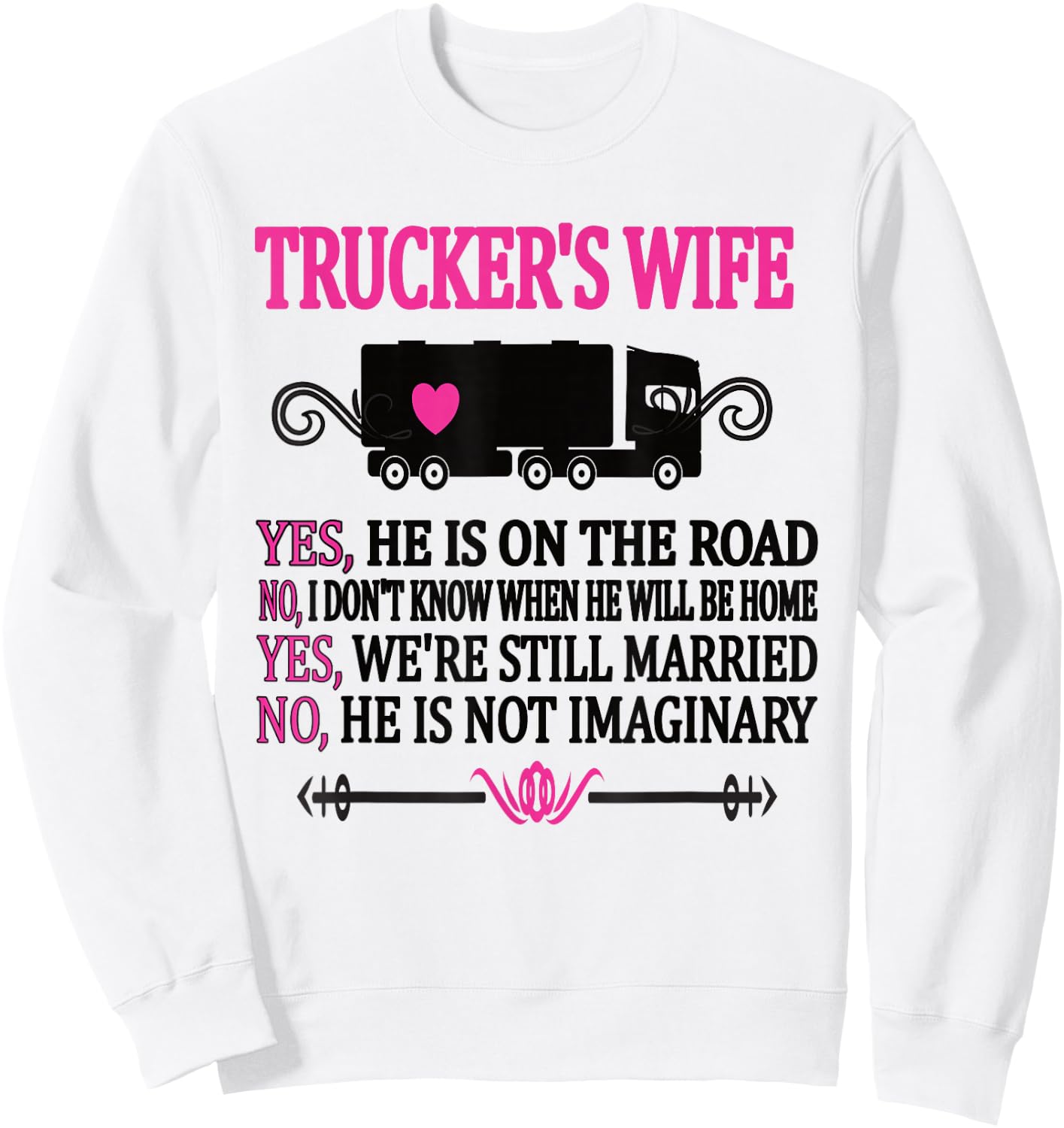 Proud Trucker's Wife Funny Truck Driver Wife Sweatshirt - Sweatshirt | White