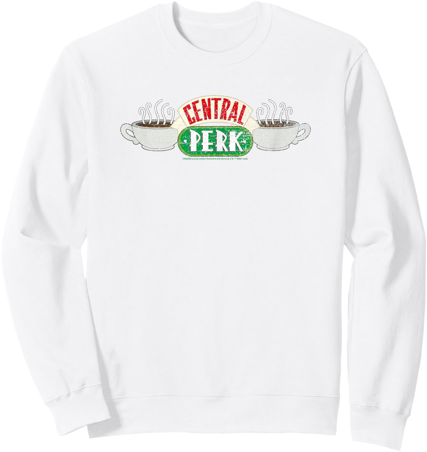Friends Vintage Central Perk on White Sweatshirt - Sweatshirt | White