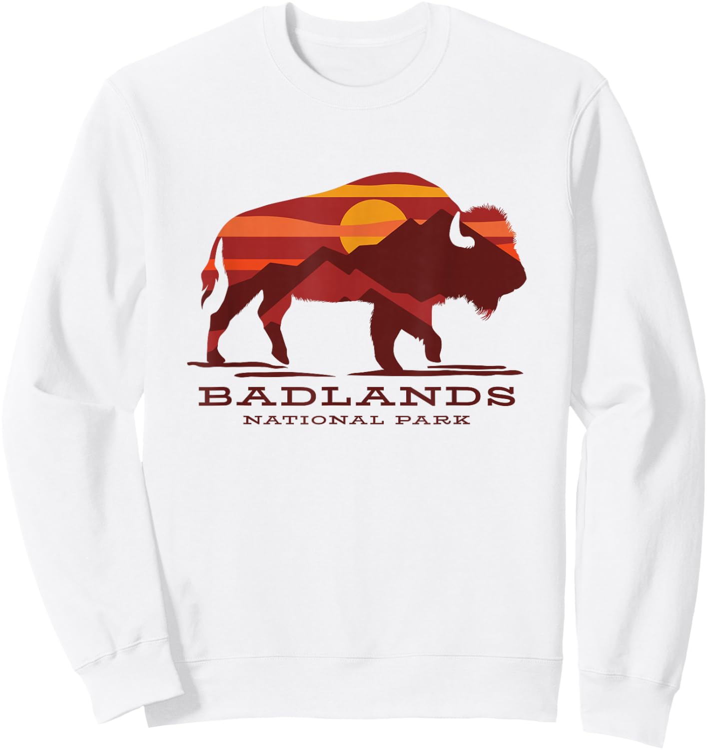Badlands National Park South Dakota Buffalo Bison Sunset Sweatshirt - Sweatshirt | White