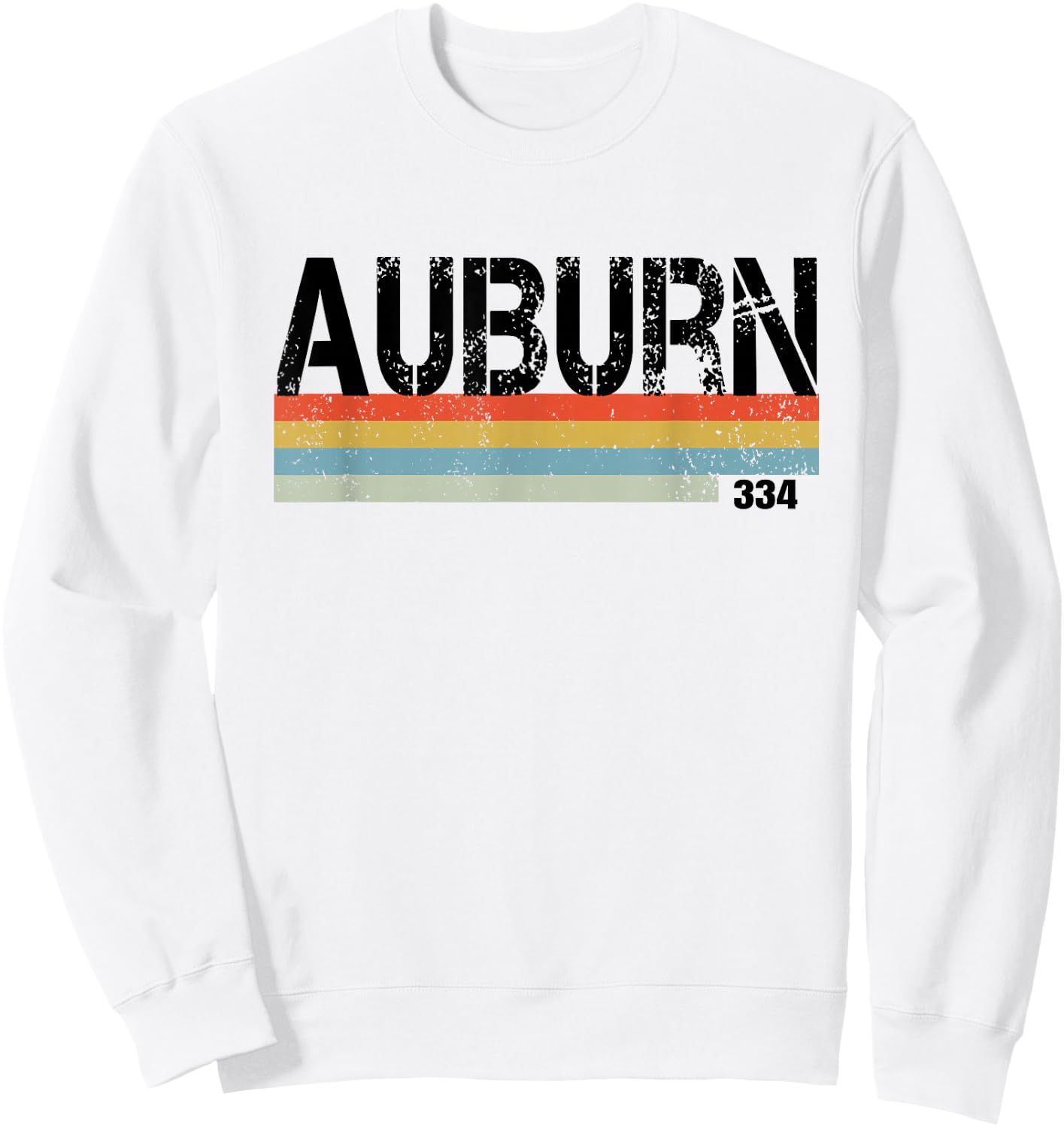 Auburn Alabama Area Code 334 Vintage Stripes T Shirt Sweatshirt - Sweatshirt | White