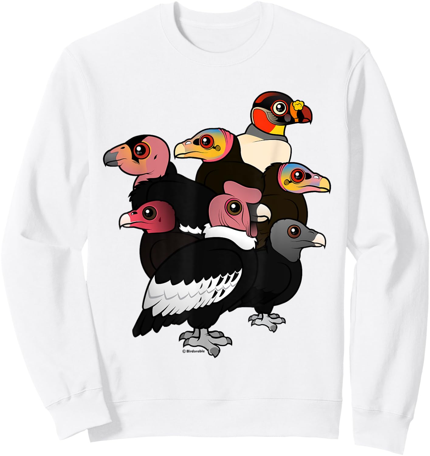 New World Vultures and Condors Cartoon Birdorable Sweatshirt - Sweatshirt | White