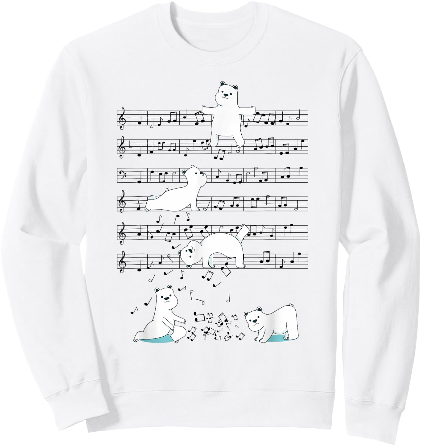 Funny Polar Bear music yoga Playing Music Note Sweatshirt - Sweatshirt | White