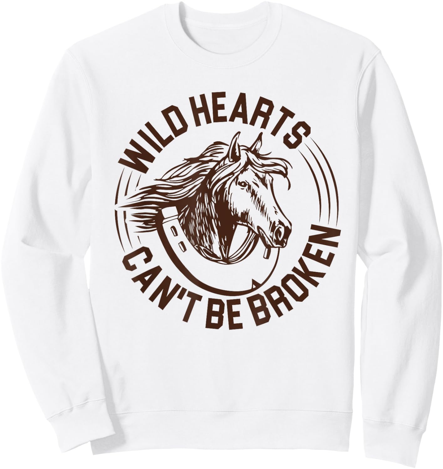 Wild Hearts Can't Be Broken - Chin up Heels Down Horse Lover Sweatshirt - Sweatshirt | White