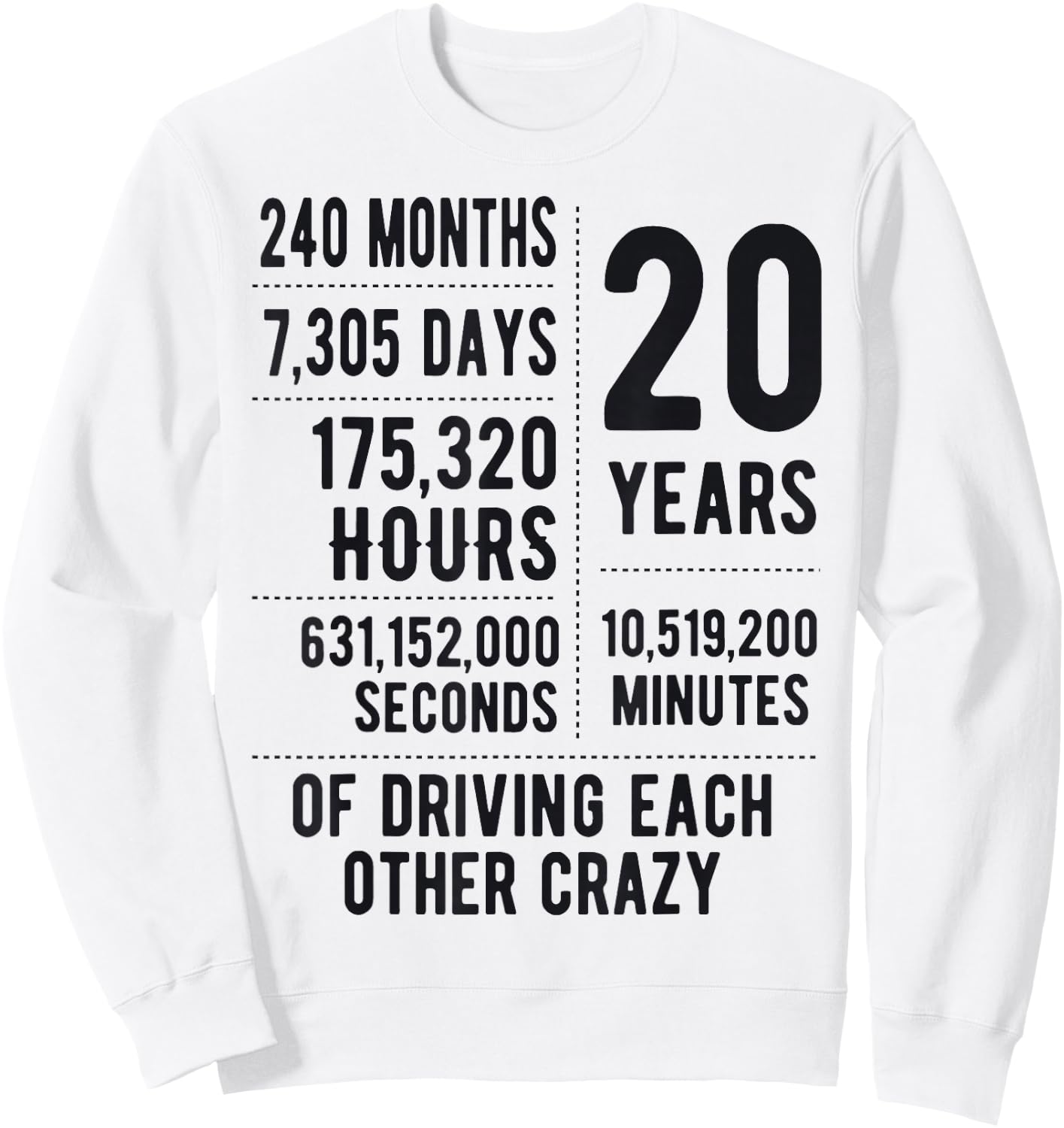 20 Years Married Funny 20th Wedding Anniversary Sweatshirt - Sweatshirt | White