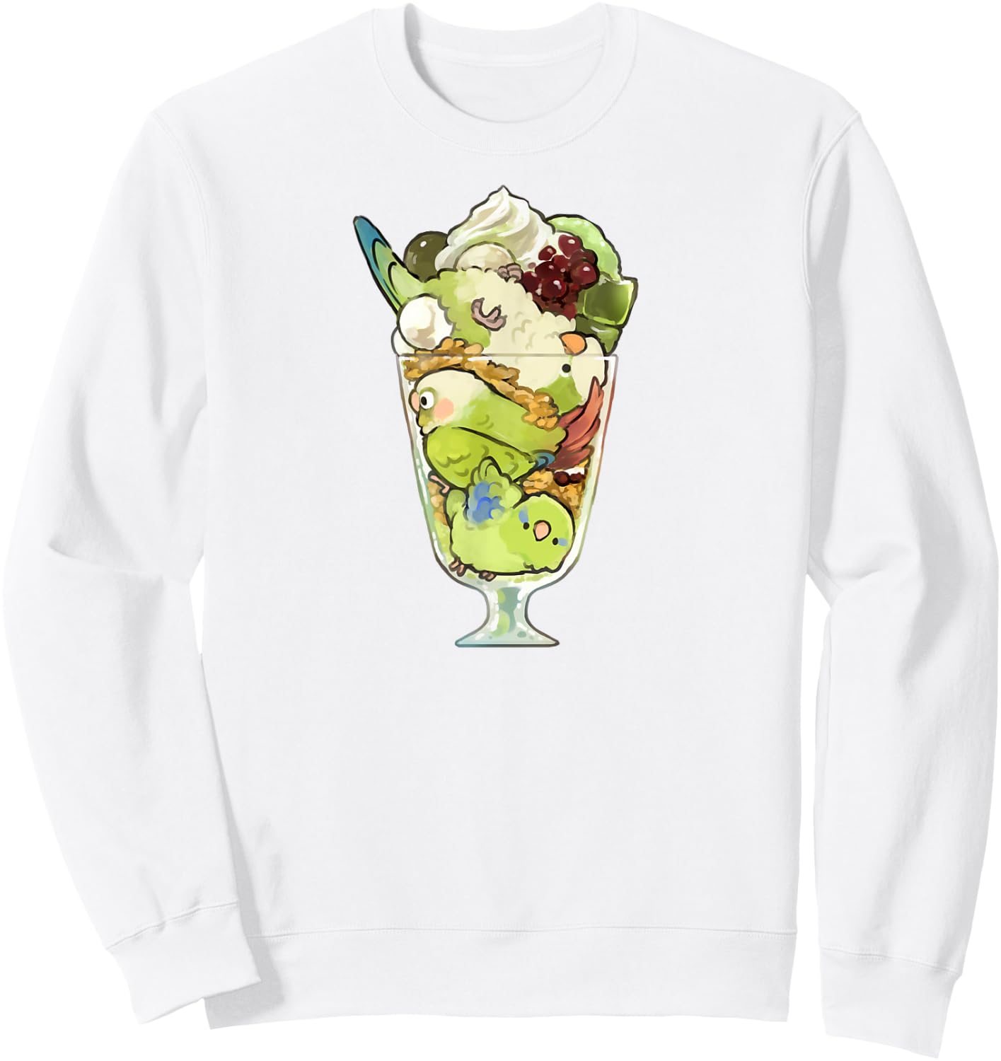 Bird Parfait (Green) Quaker Green Cheek Conure Parrotlet Sweatshirt - Sweatshirt | White
