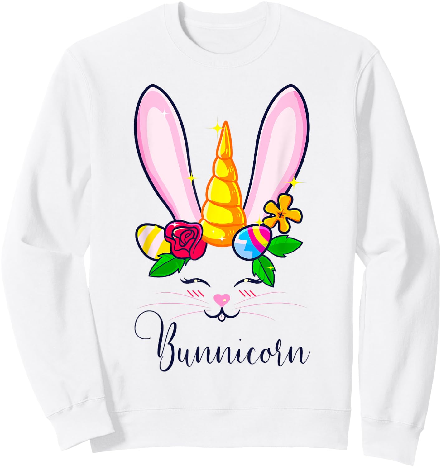 Bunnicorn Easter Bunny Unicorn Rabbit Cute Women Kids Girls Sweatshirt - Sweatshirt | White