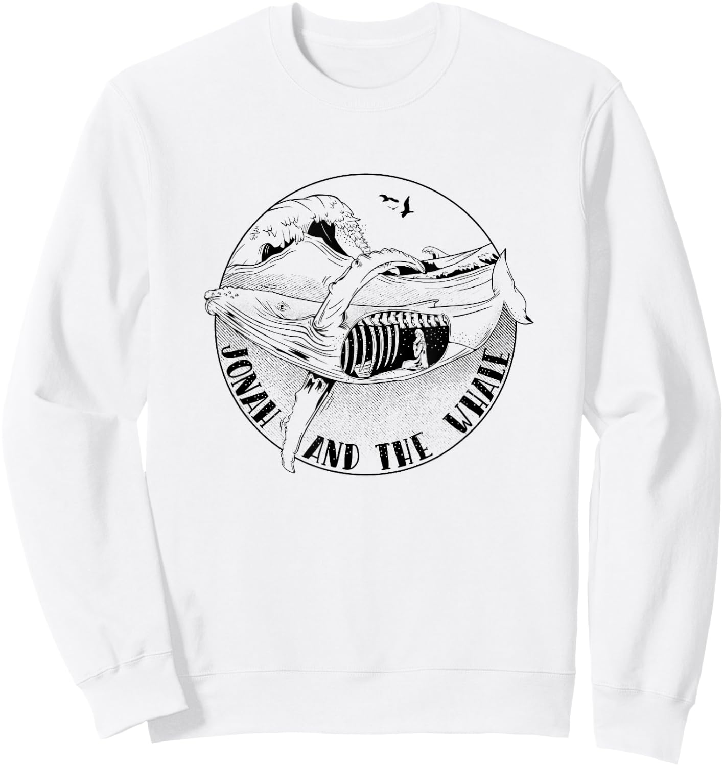 Jonah in the whale Christian illustration Sweatshirt - Sweatshirt | White
