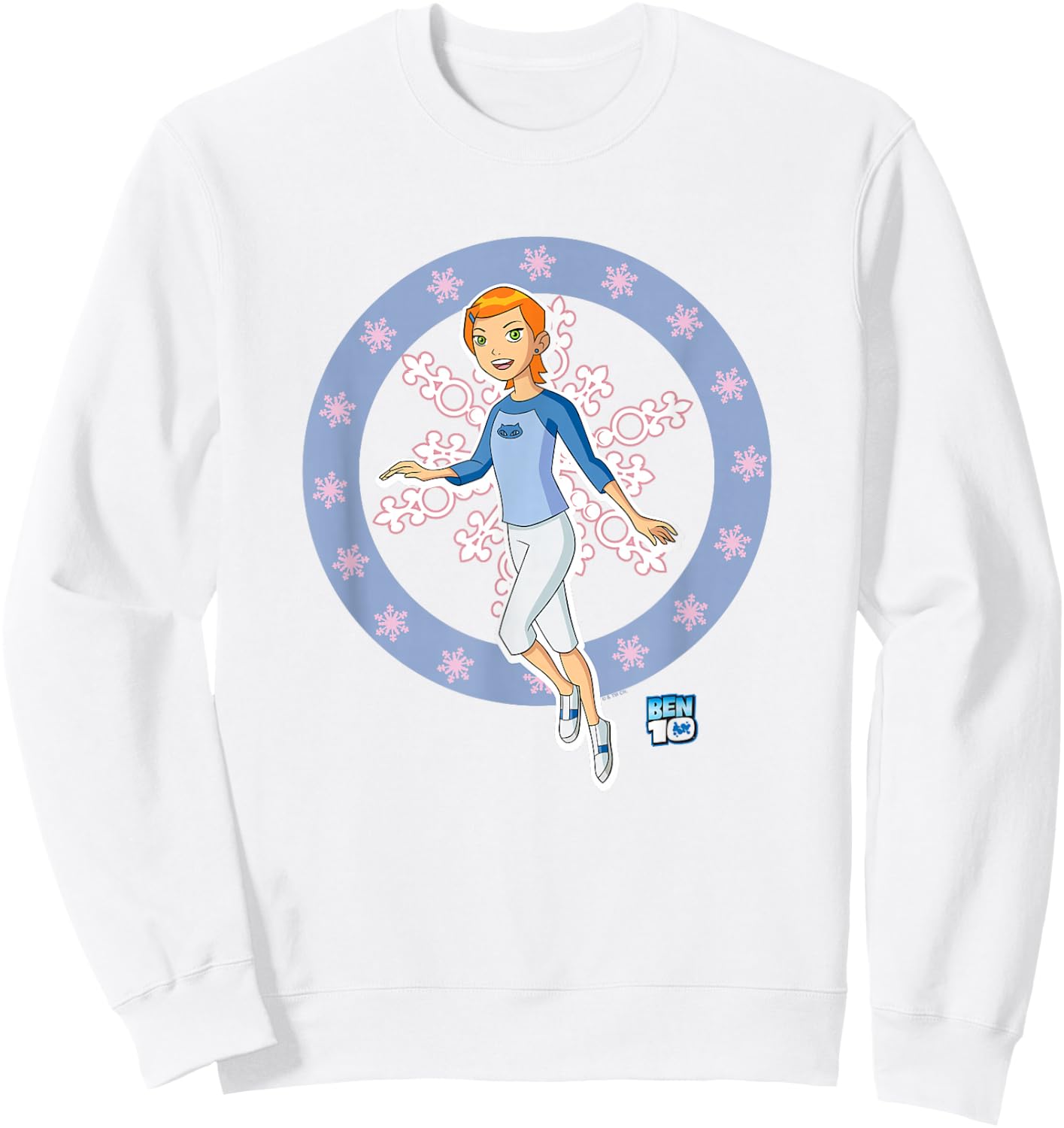 Ben 10: Alien Force Kid Gwen Tennyson Snowflakes Logo Sweatshirt - Sweatshirt | White