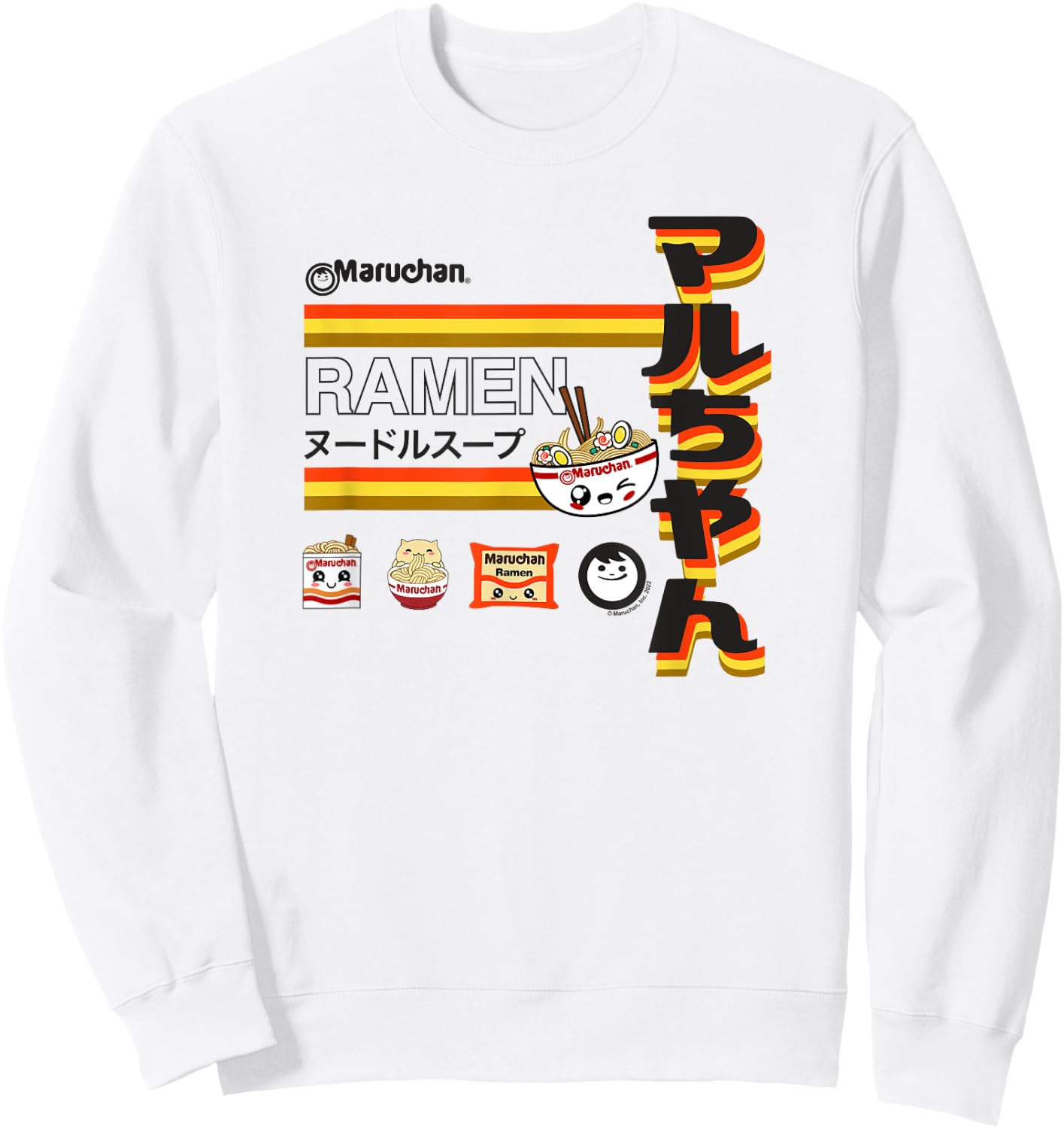 Maruchan Ramen Cute Anime Faces Poster Sweatshirt - Sweatshirt | White