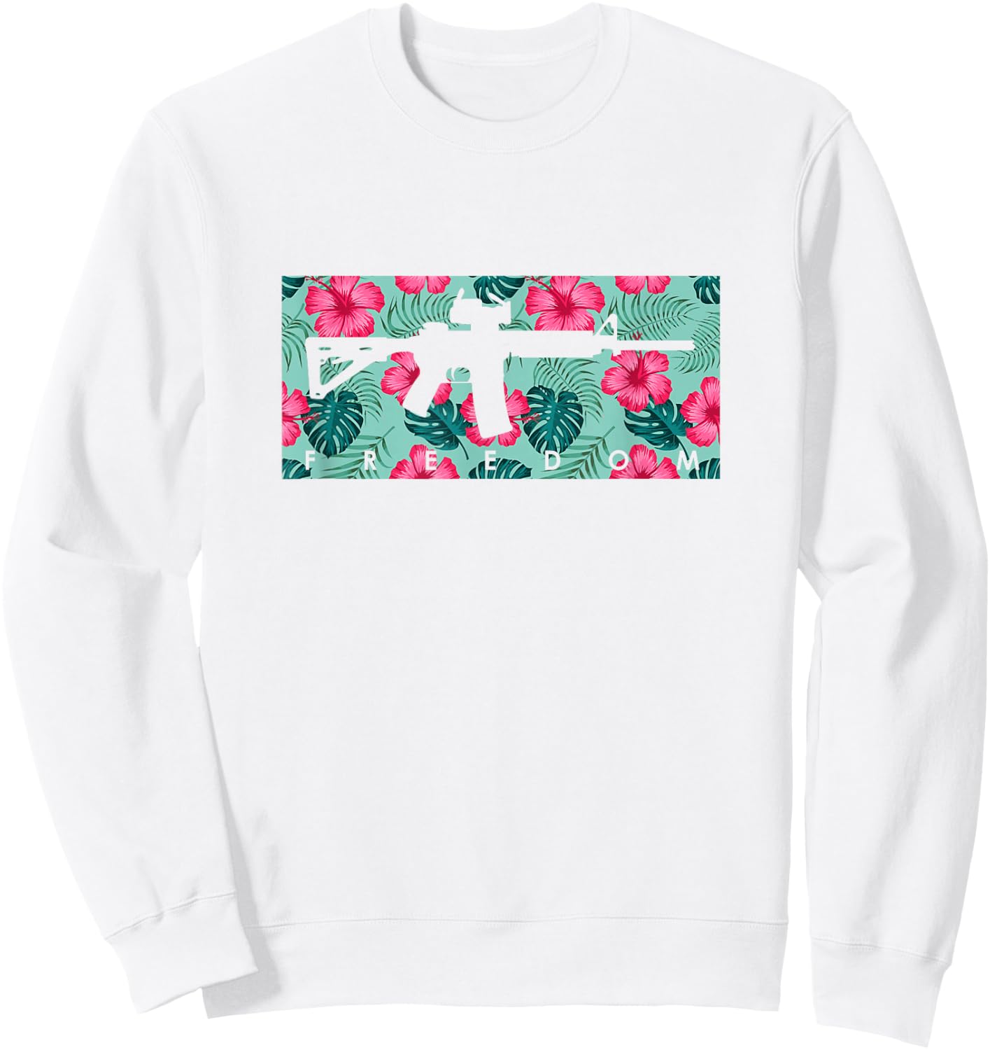 Tropical Gun Lover Firearm Beach Hawaiian Gift Aloha AR15 Sweatshirt - Sweatshirt | White