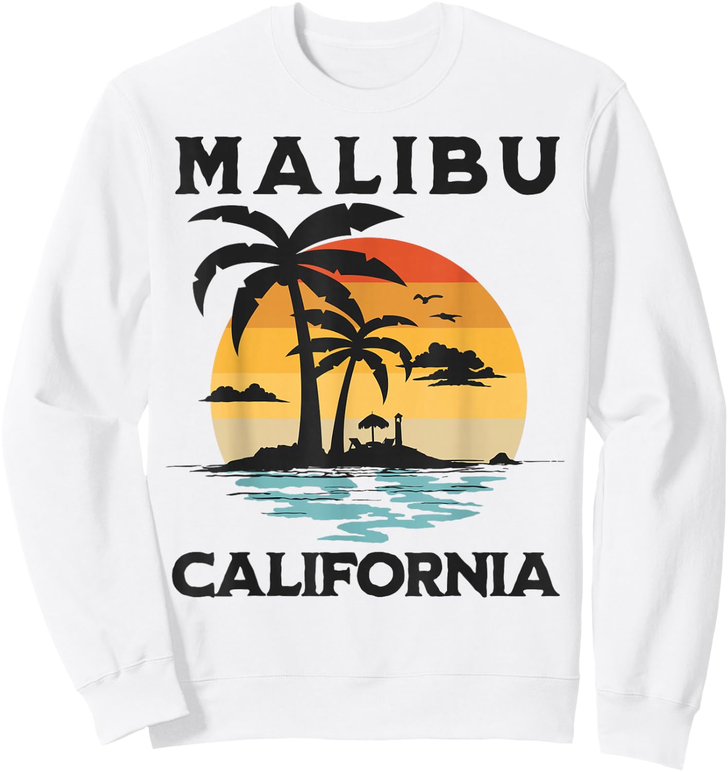Malibu California Beach Summer Vacation Sweatshirt - Sweatshirt | White