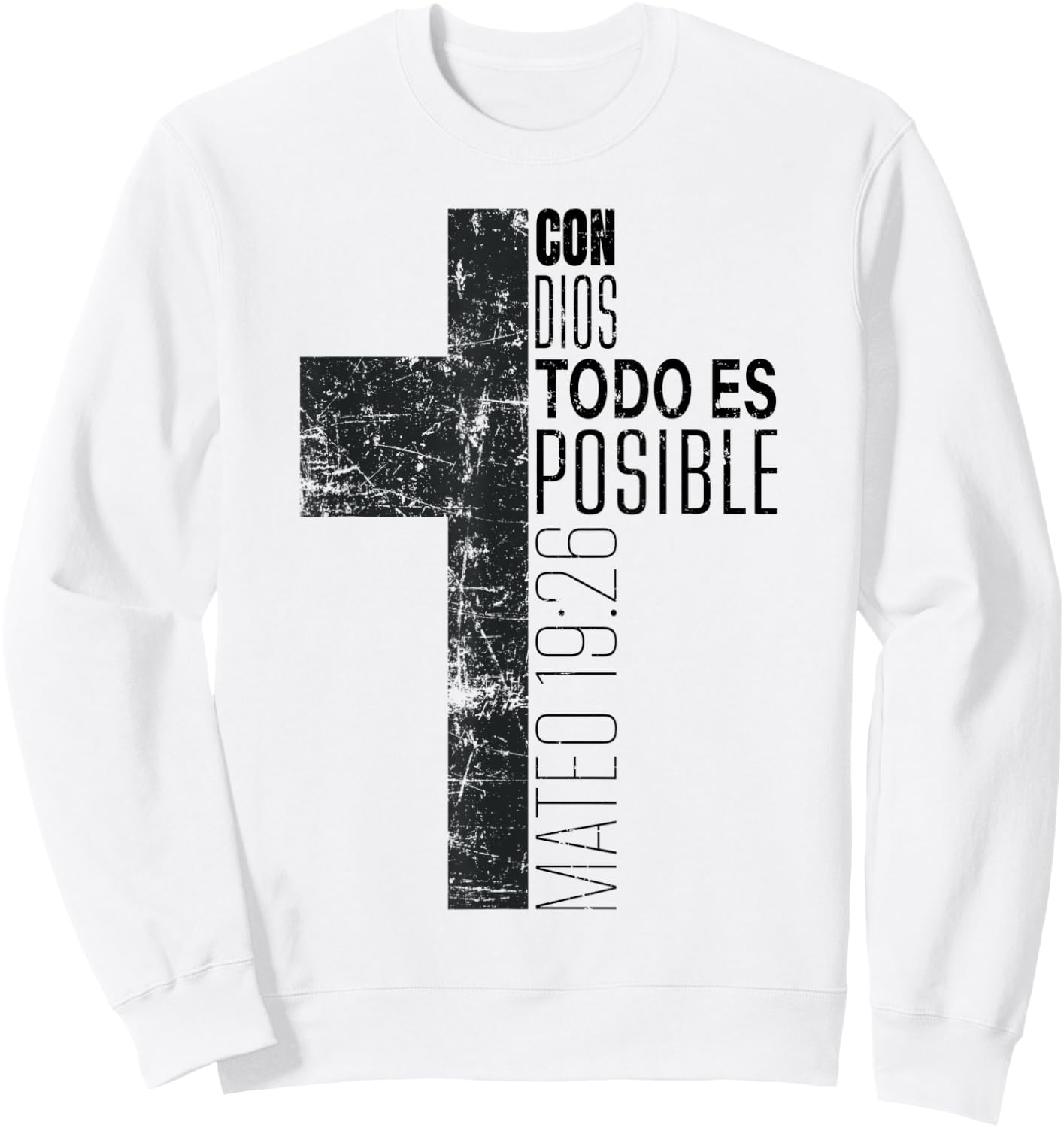 Vintage Christian Spanish Gifts Religious Bible Verse Cross Sweatshirt - Sweatshirt | White