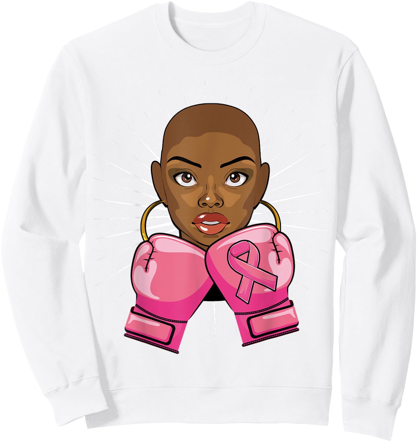 Afro African American Breast Cancer Shirts Girls Sweatshirt - Sweatshirt | White
