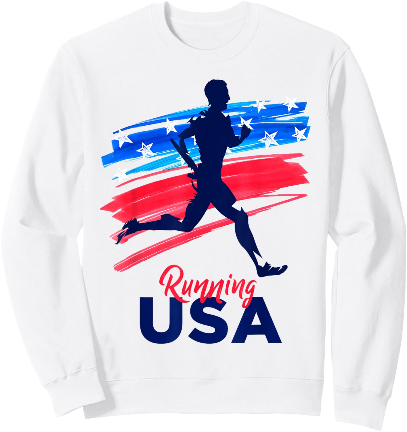 Running USA Support the Team Shirt USA Flag Jogging Sweatshirt - Sweatshirt | White