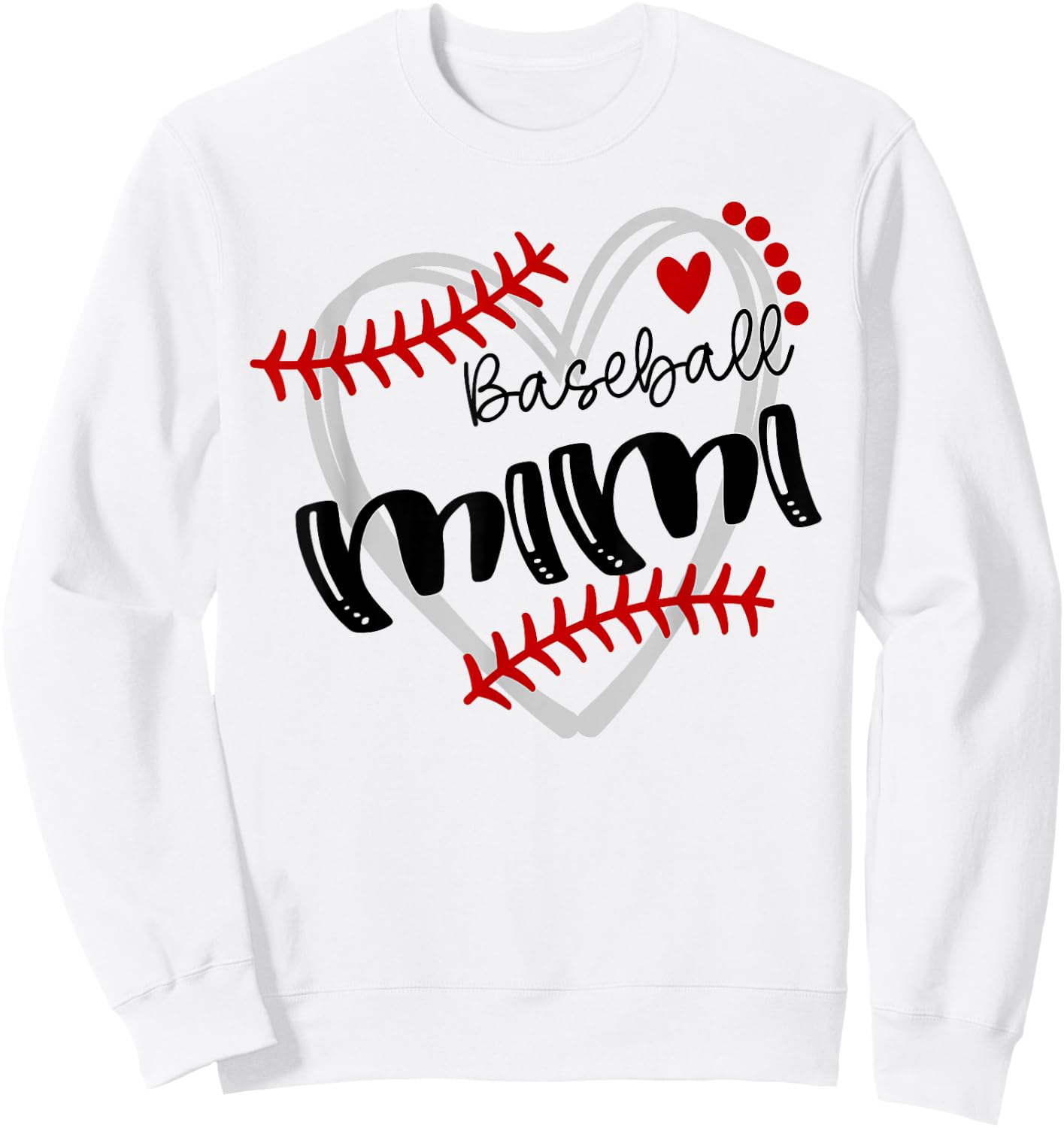Personalized Baseball Heart Cute Mimi Women Baseball Sweatshirt - Sweatshirt | White