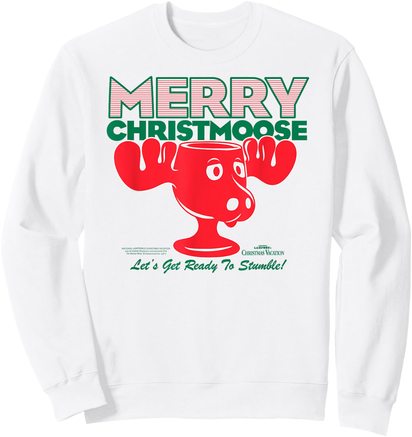 Christmas Vacation Merry Christmoose Funny Holiday Movie Sweatshirt - Sweatshirt | White