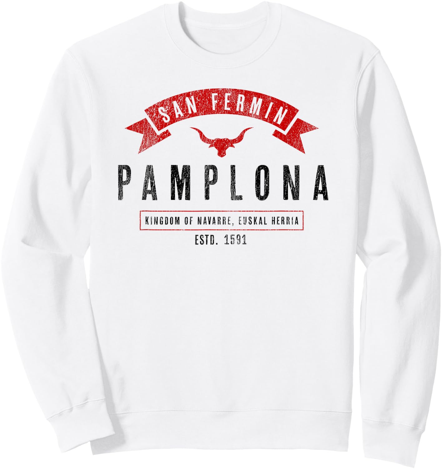 Basque: Pamplona Shirt / San Fermin Sweatshirt - Sweatshirt | White