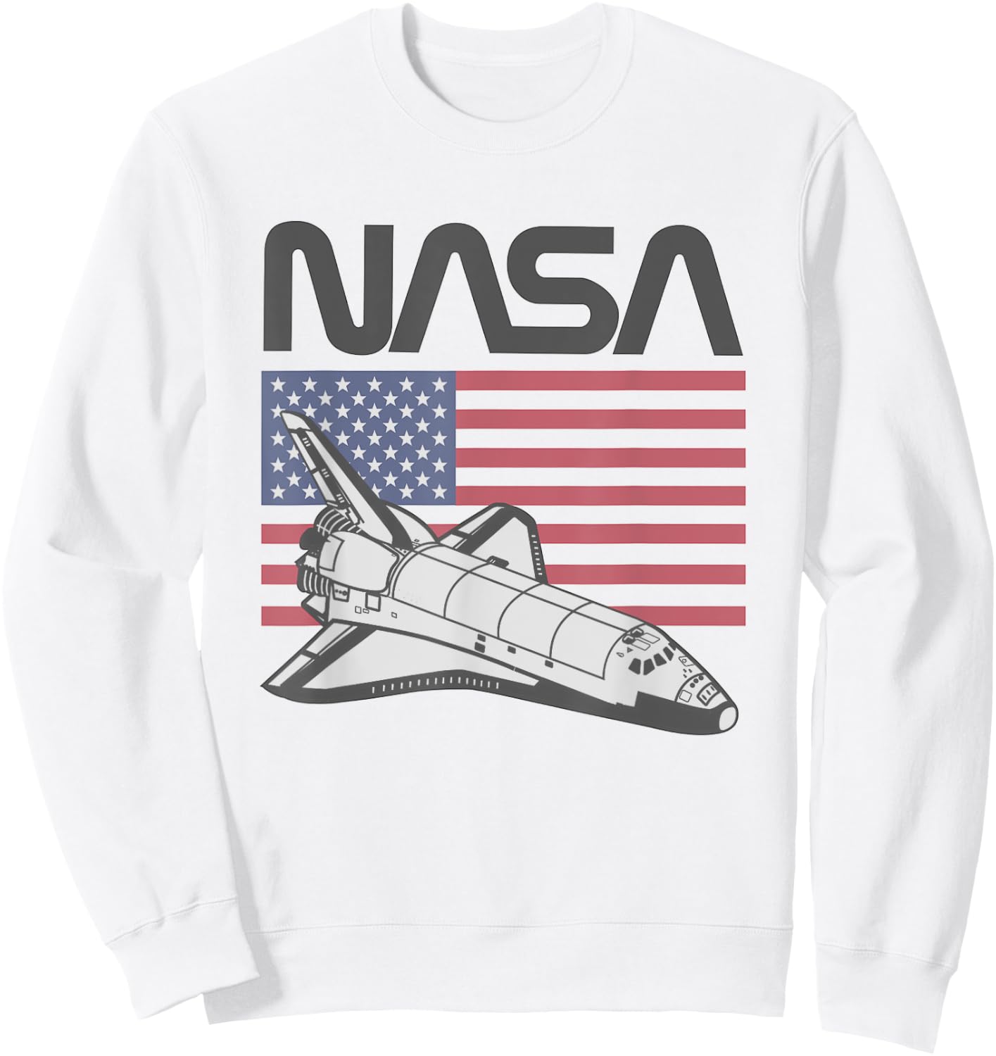 NASA Americana Iconic Space Shuttle Flag Big Chest Poster V2 Sweatshirt - Sweatshirt | White