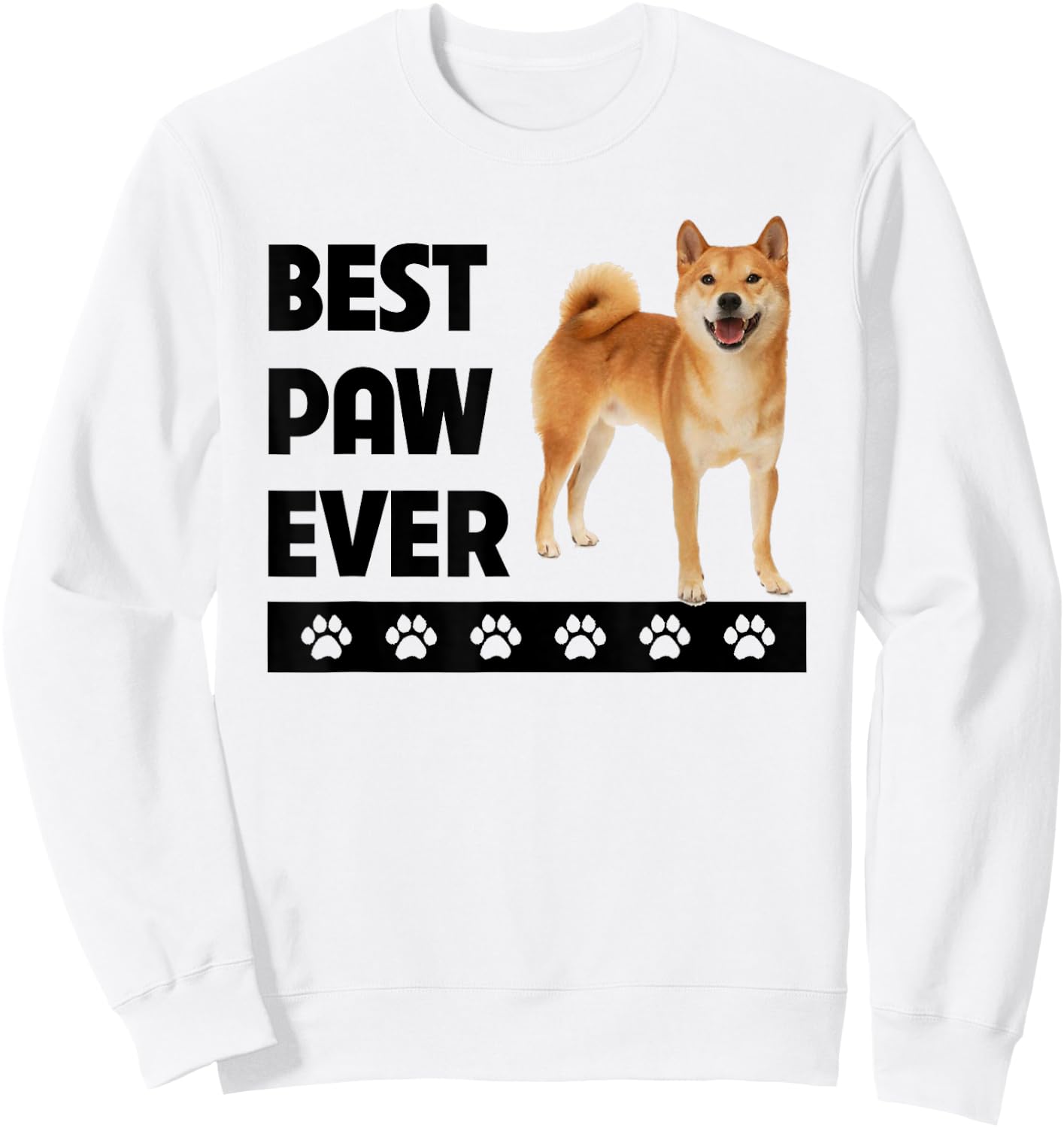 Shiba Inu Dog Dad Fathers Day Best Paw Ever Pet Parent Owner Sweatshirt - Sweatshirt | White
