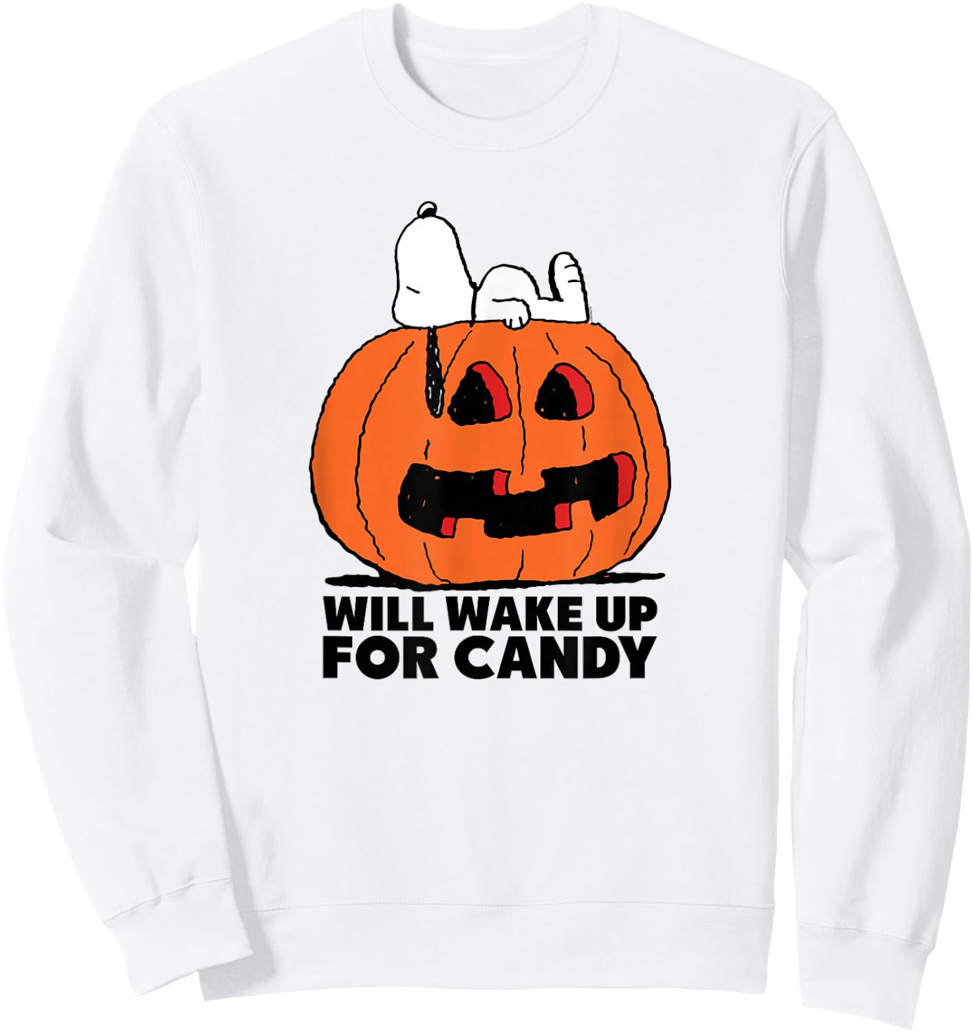 Peanuts Halloween Snoopy Wake For Candy Sweatshirt - Sweatshirt | White