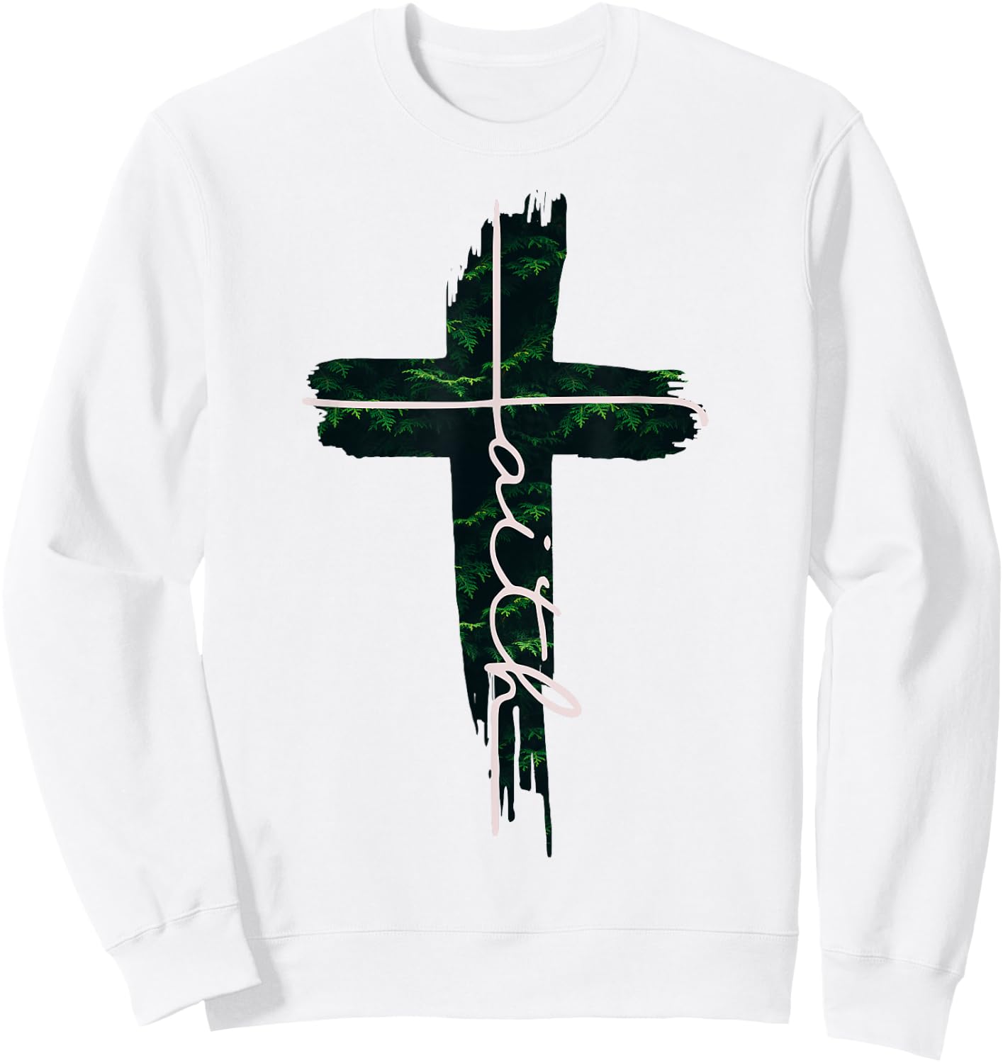 Faith Cross Tree Christian Men and Women Kids Sweatshirt - Sweatshirt | White