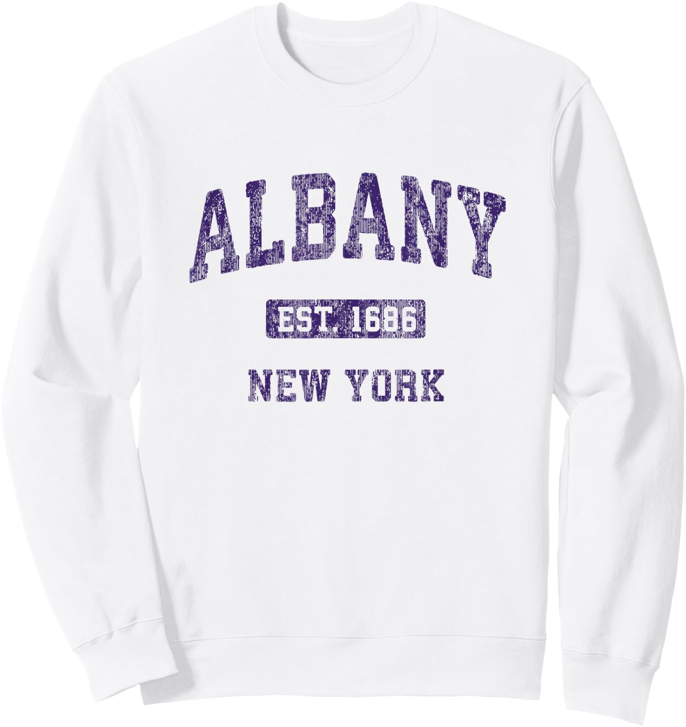 Albany New York Vintage Athletic Sports Design Sweatshirt - Sweatshirt | White
