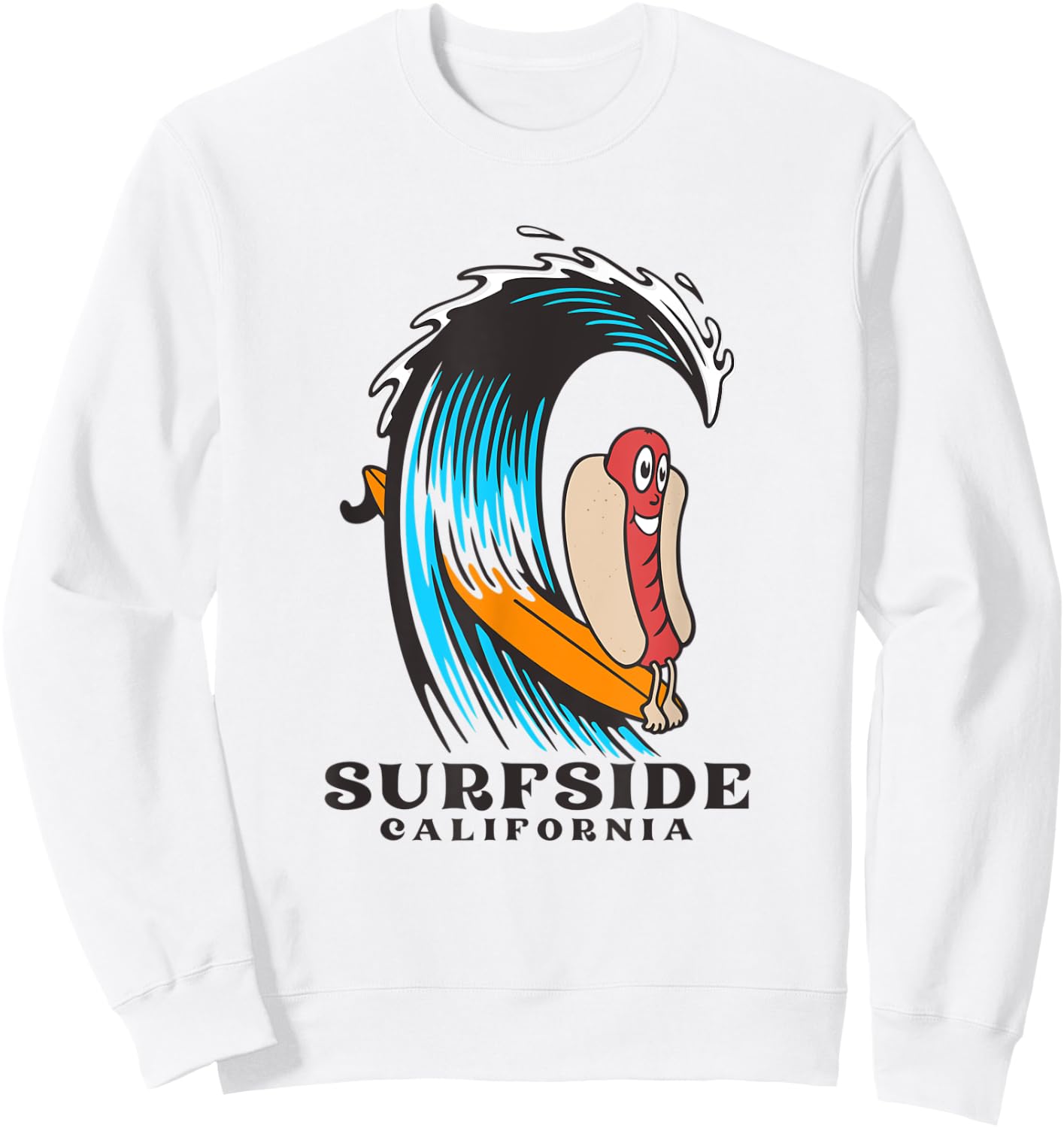 Surfside California Surfing Hot Dog Women Kids Sweatshirt - Sweatshirt | White