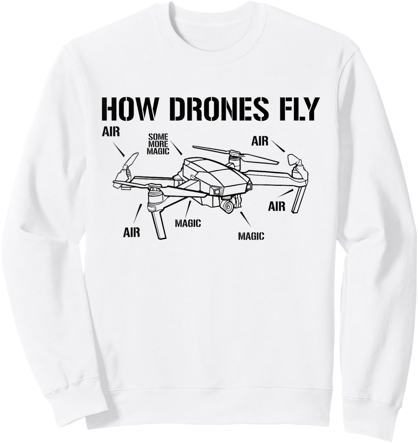 Funny Drone Pilot Gifts & Equipment Retro Vintage Grey Sweatshirt - Sweatshirt | White